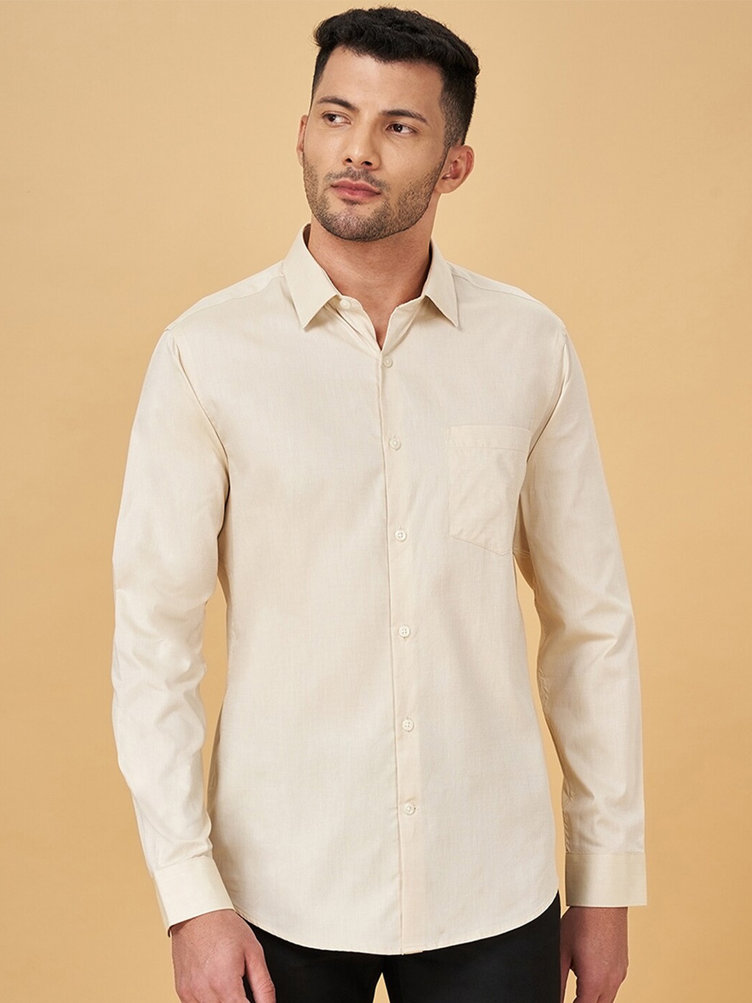 

BYFORD by Pantaloons Slim Fit Cotton Formal Shirt, Beige