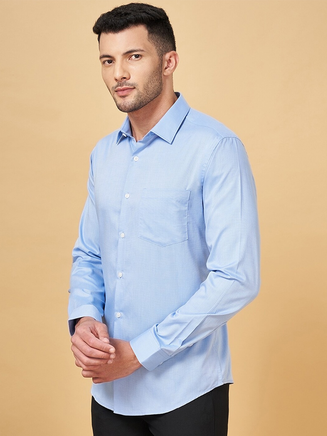 

BYFORD by Pantaloons Slim Fit Cotton Formal Shirt, Blue