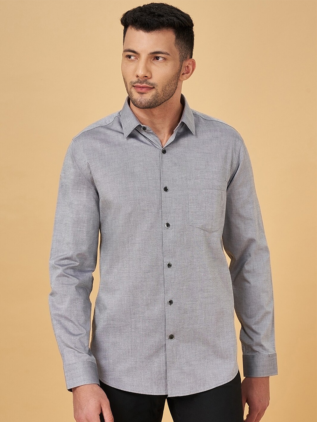 

BYFORD by Pantaloons Slim Fit Cotton Formal Shirt, Grey