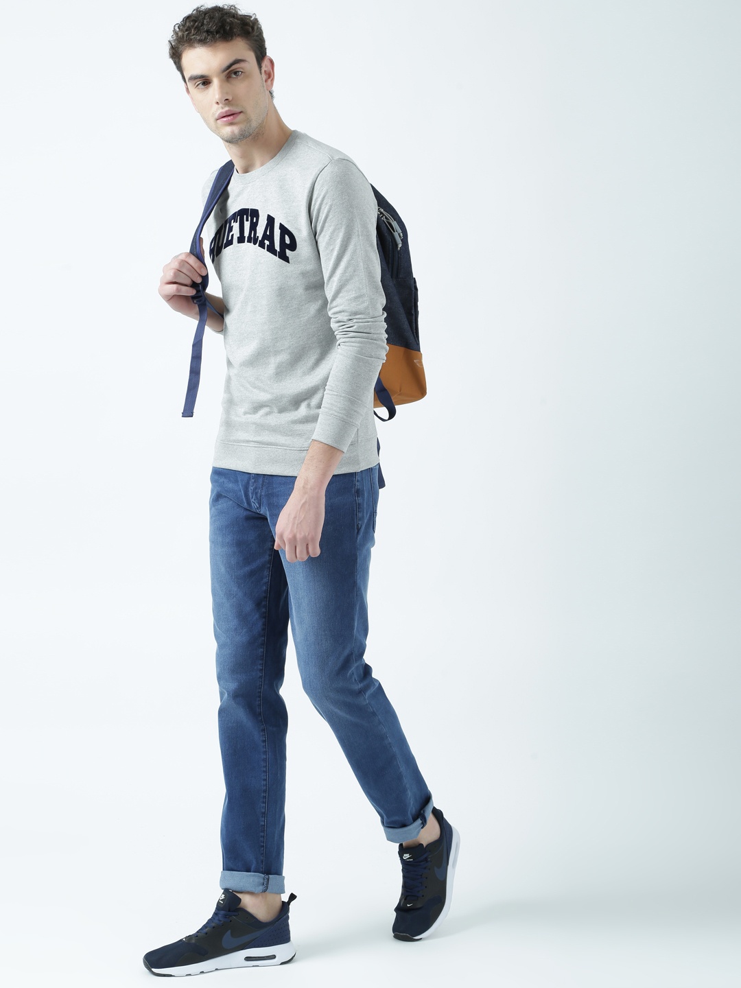 

Huetrap Men Grey Melange Printed Sweatshirt