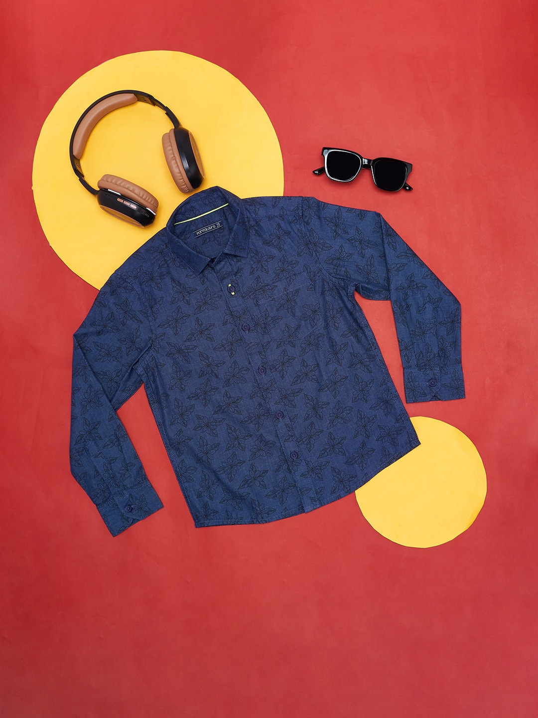 

Pantaloons Junior Boys Floral Printed Casual Shirt, Blue