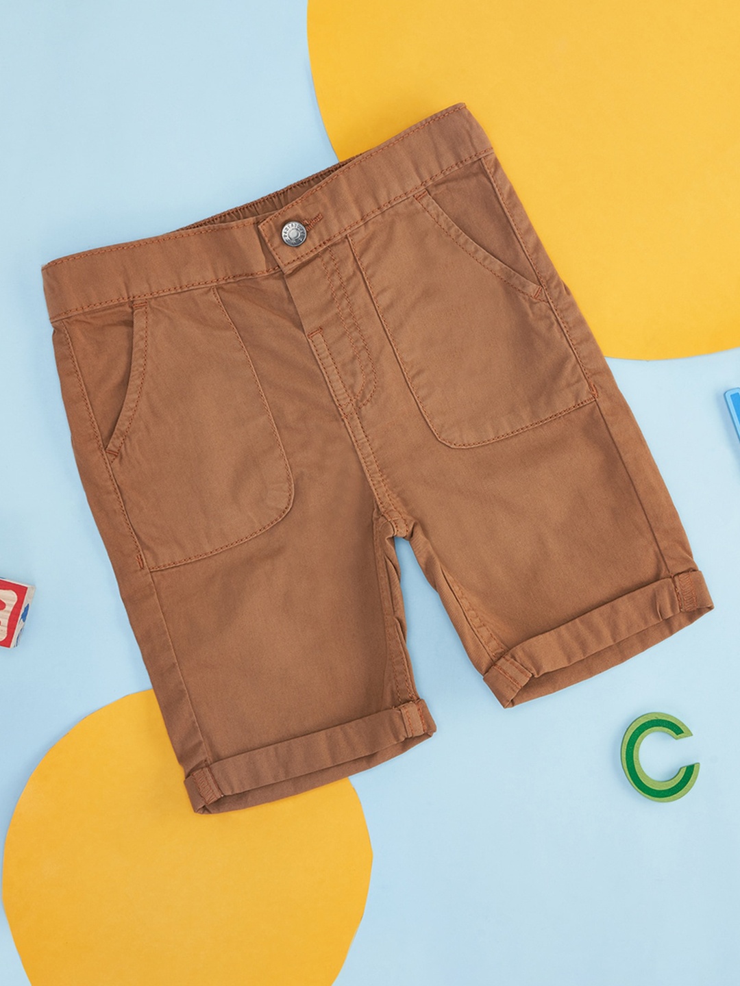 

Pantaloons Baby Infants Boys Mid-Rise Cotton Shorts, Brown