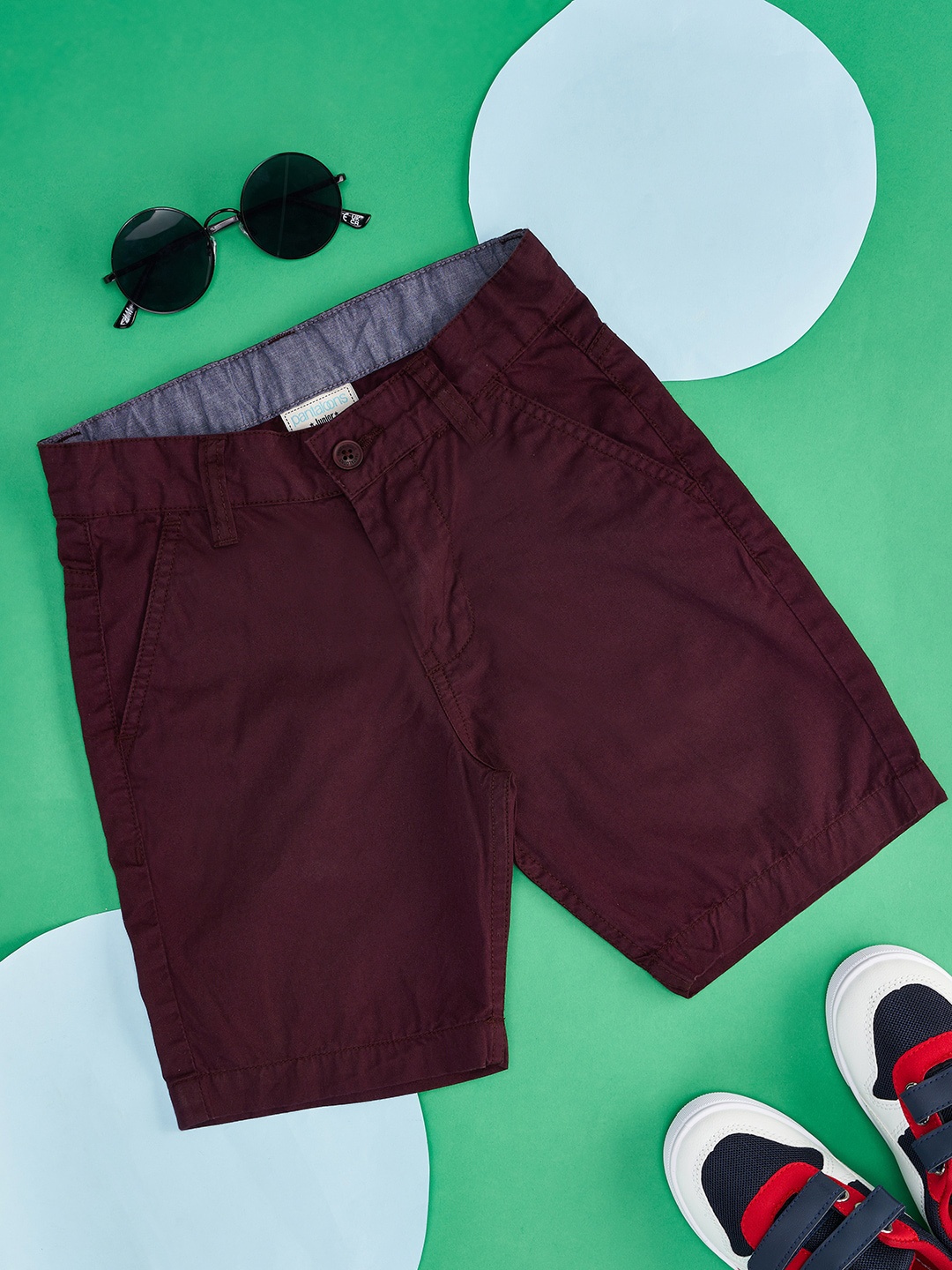 

Pantaloons Junior Boys Mid-Rise Cotton Chino Shorts, Maroon