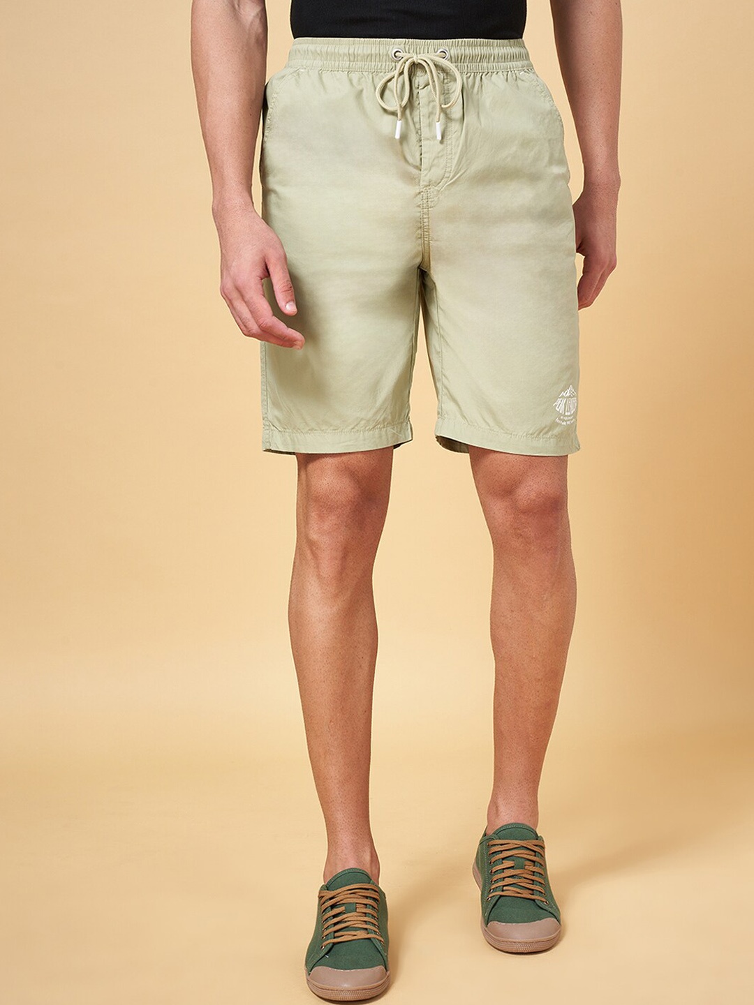 

Urban Ranger by pantaloons Men Slim Fit Mid-Rise Cotton Shorts, Beige