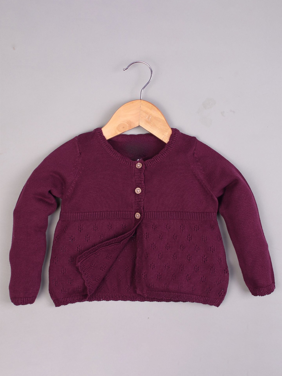 

BAESD Infant Girls Woollen Open Front Sweater, Maroon