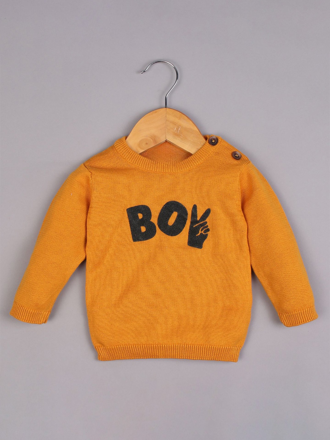 

BAESD Infant Boys Typography Printed Woollen Sweater, Yellow