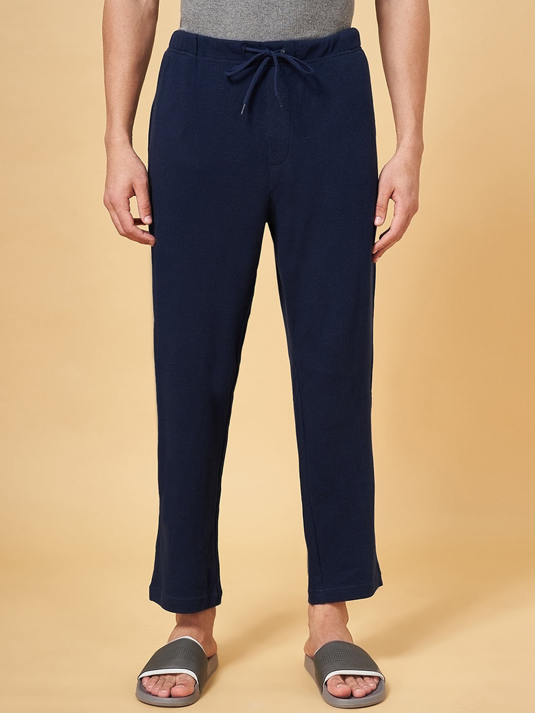 

Ajile by Pantaloons Men Cotton Mid-Rise Lounge Pants, Navy blue