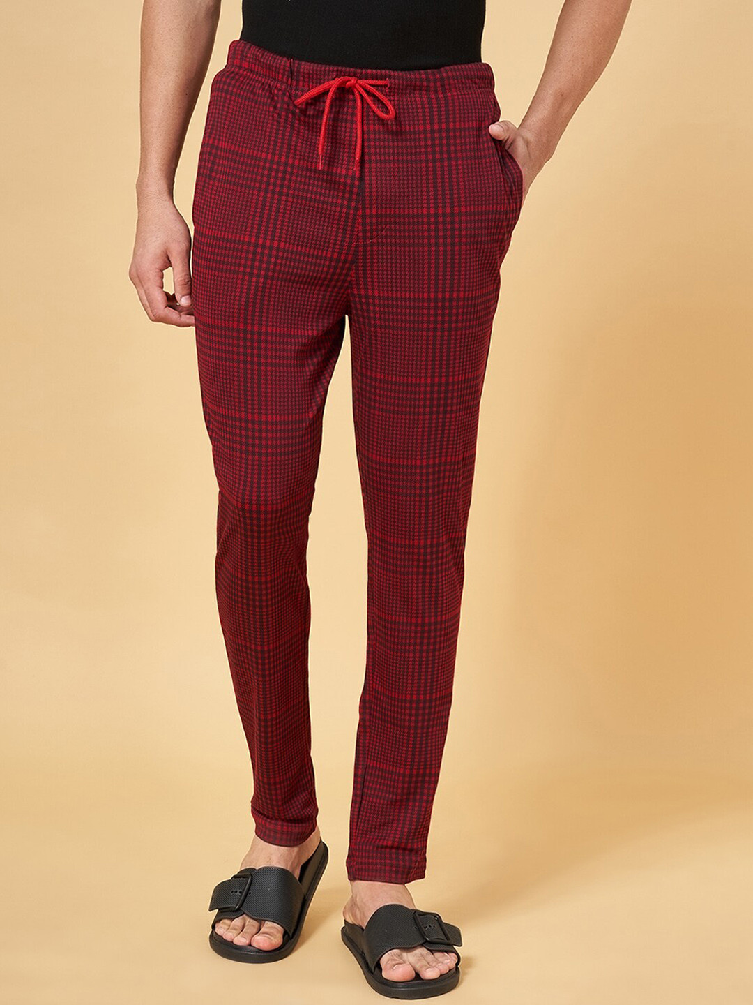 

Ajile by Pantaloons Men Checked Cotton Lounge Pants, Red