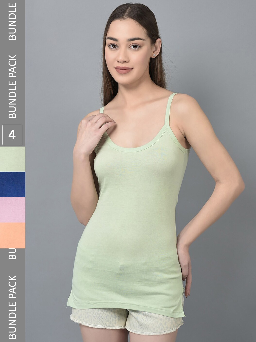 

Dollar Missy Pack of 4 Combed Cotton Camisole, Peach