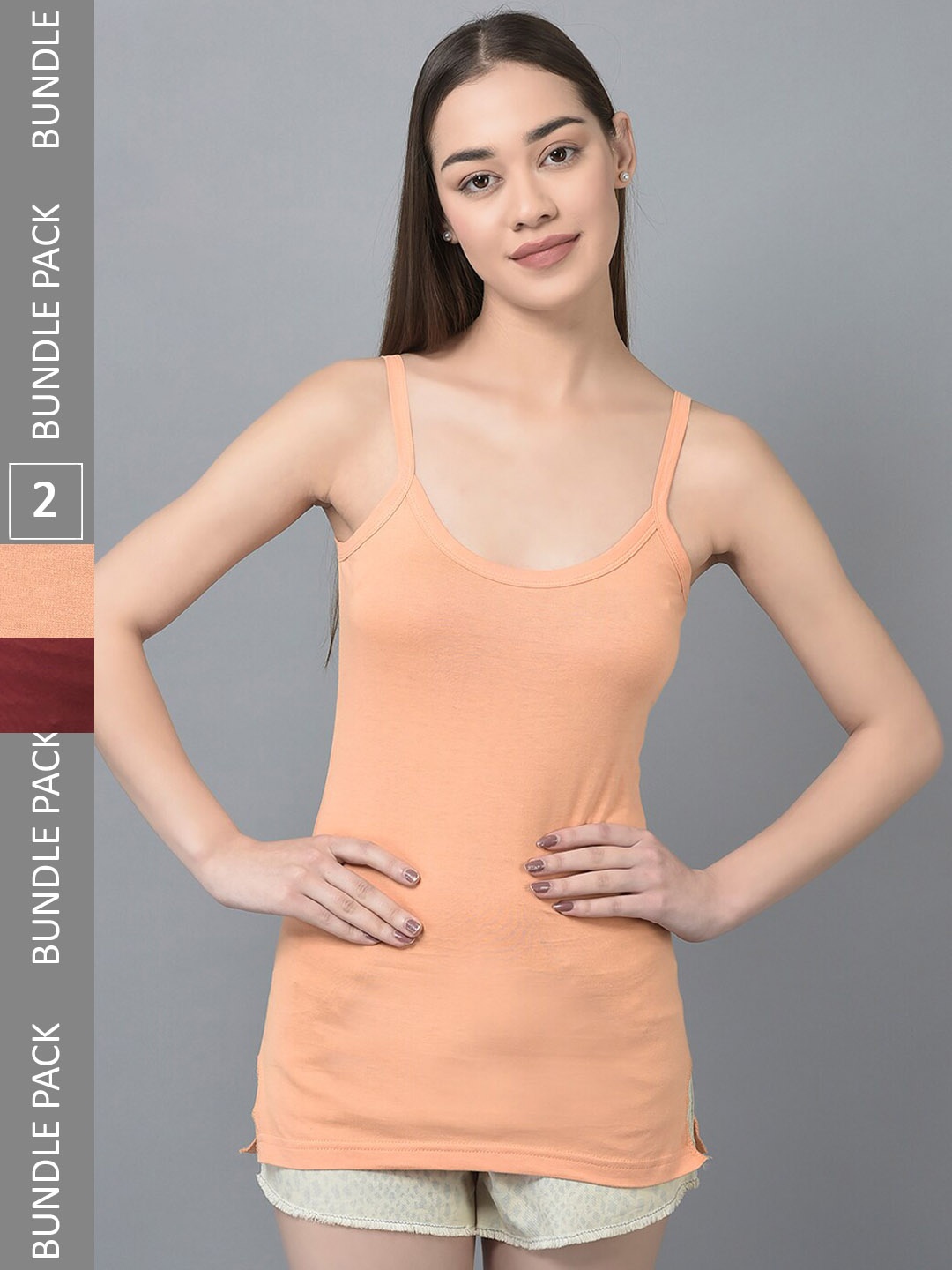 

Dollar Missy Pack Of 2 Super Combed Cotton Camisoles, Orange