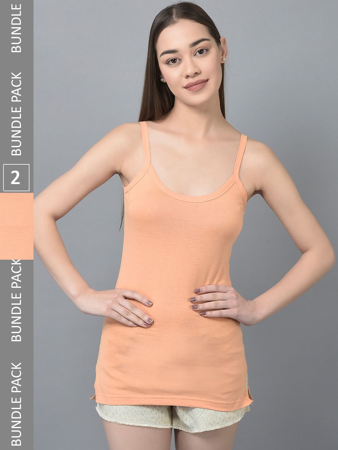 

Dollar Missy Pack Of 2 Combed Cotton Camisoles, Orange
