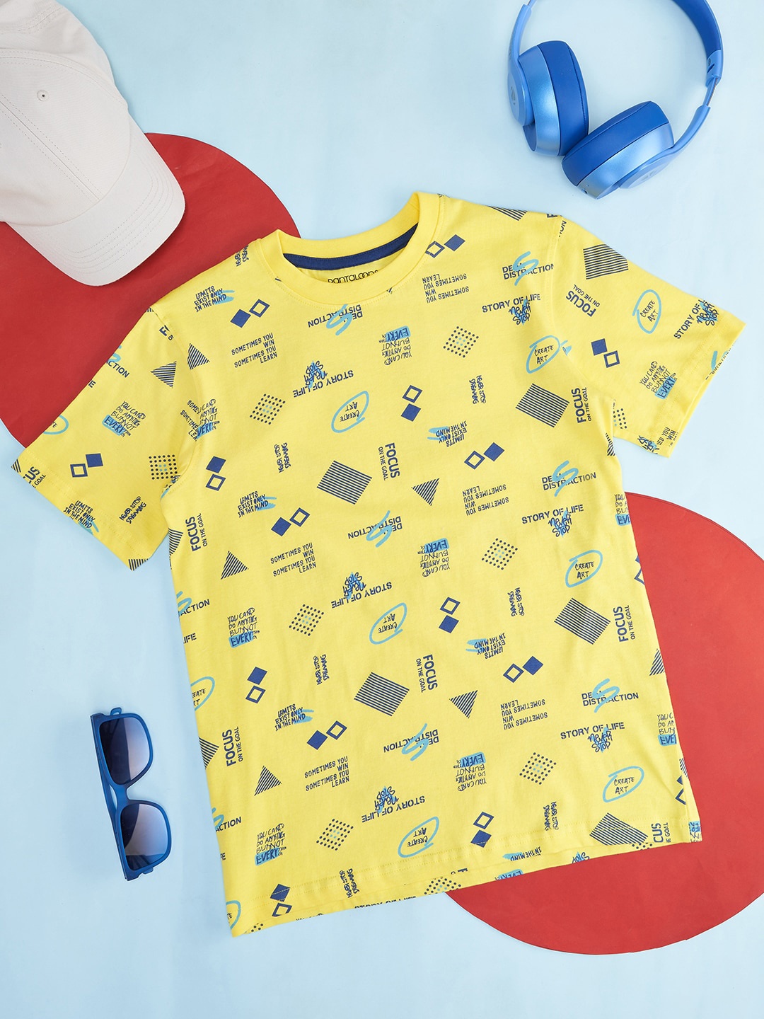 

Pantaloons Junior Boys Conversational Printed Cotton T-shirt, Yellow