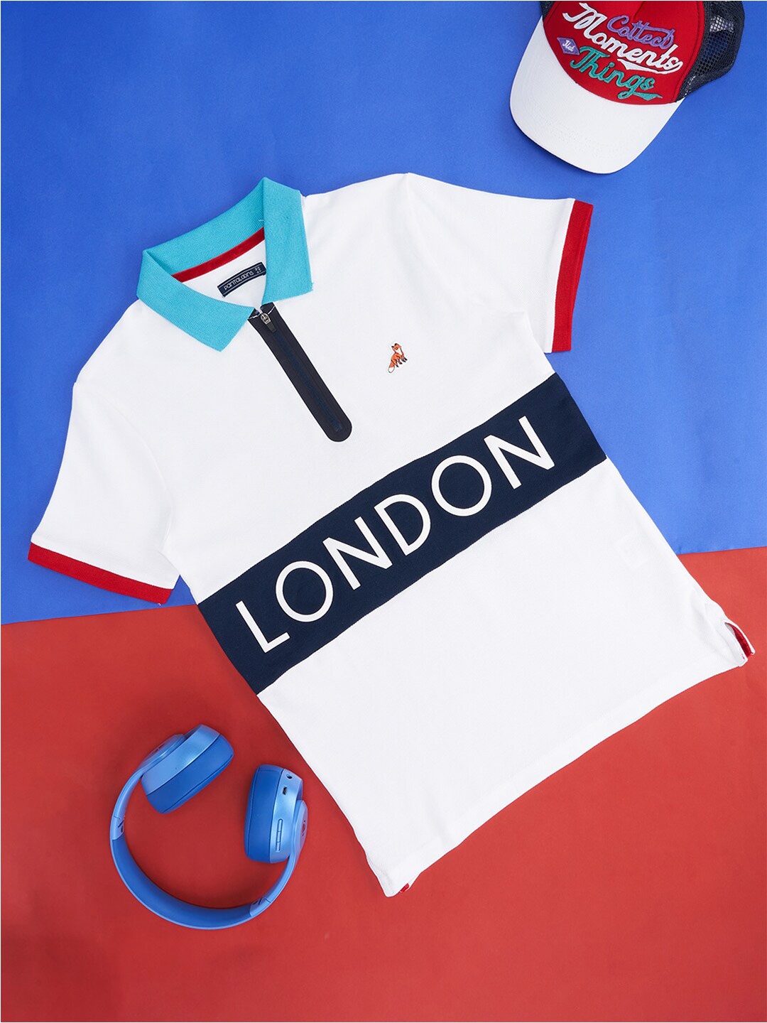 

Pantaloons Junior Boys Typography Printed Polo Collar Cotton T-shirt, White