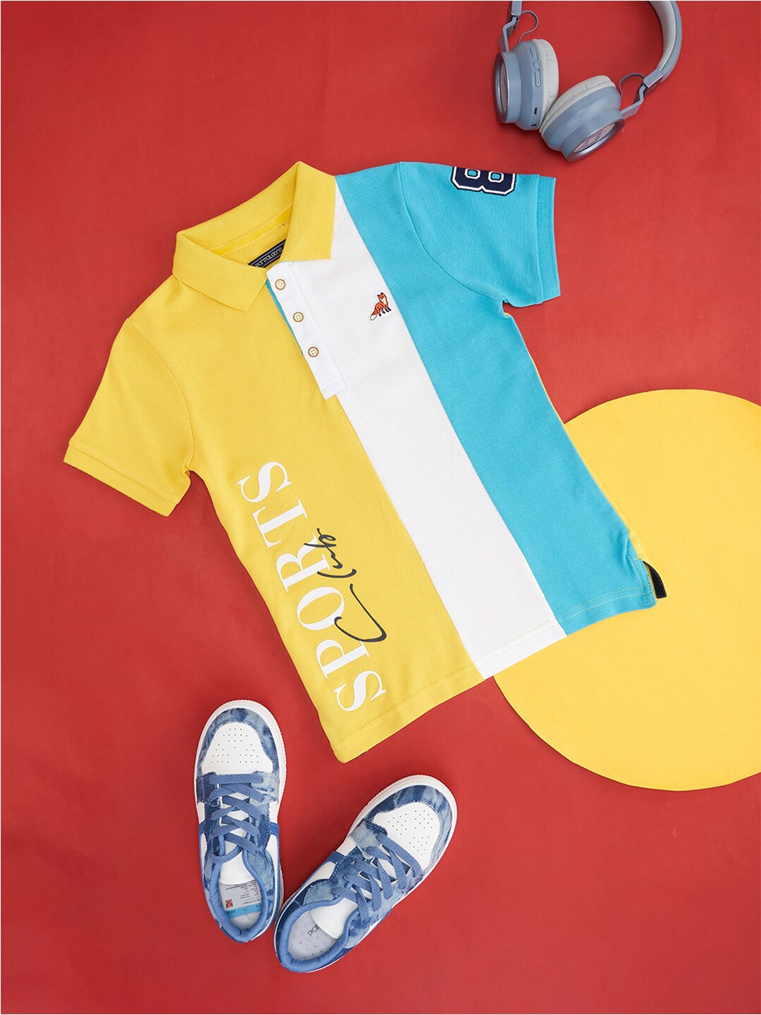 

Pantaloons Junior Boys Colourblocked Polo Collar Cotton T-shirt, Yellow