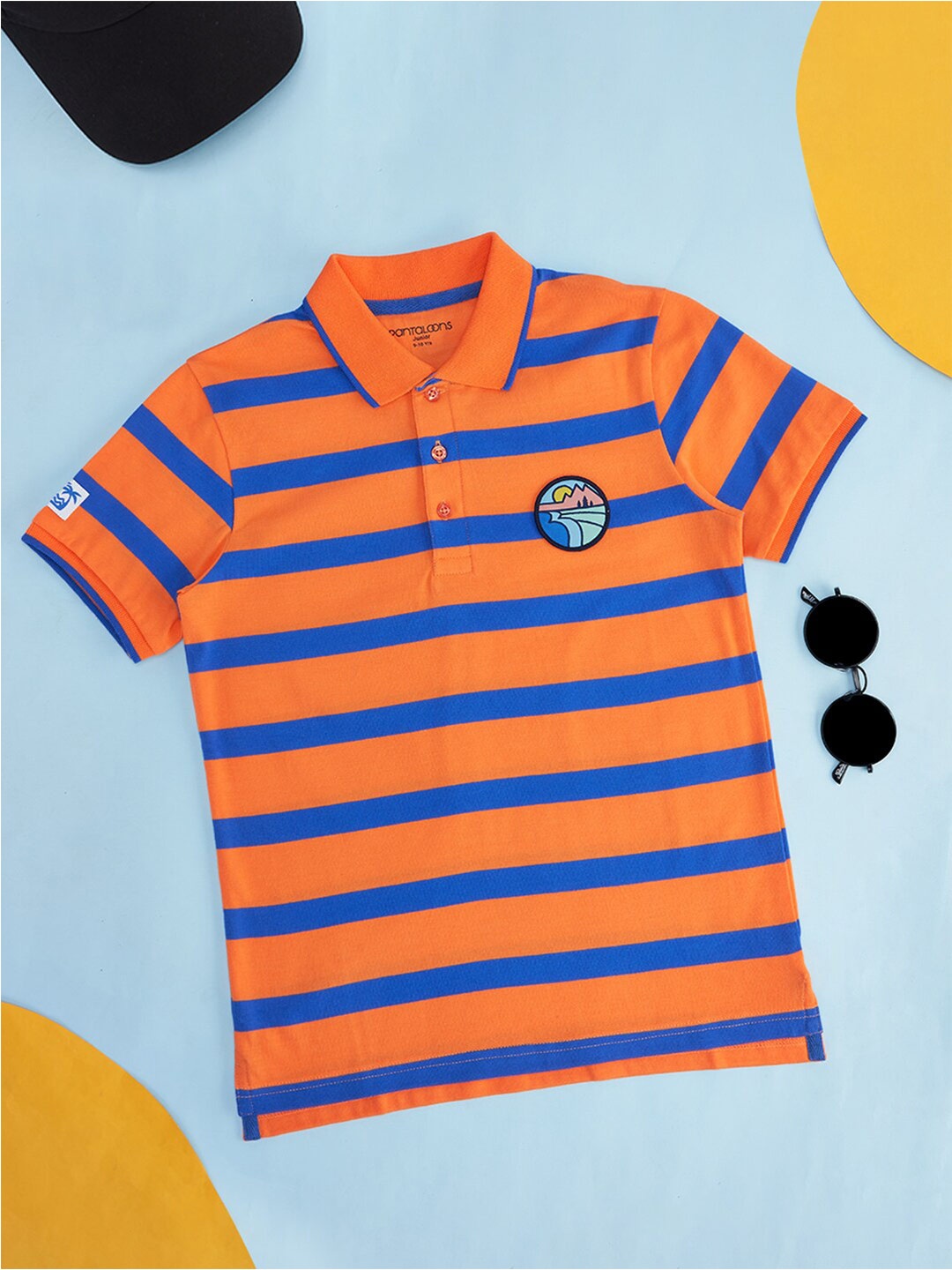 

Pantaloons Junior Boys Striped Polo Collar Cotton T-shirt, Orange