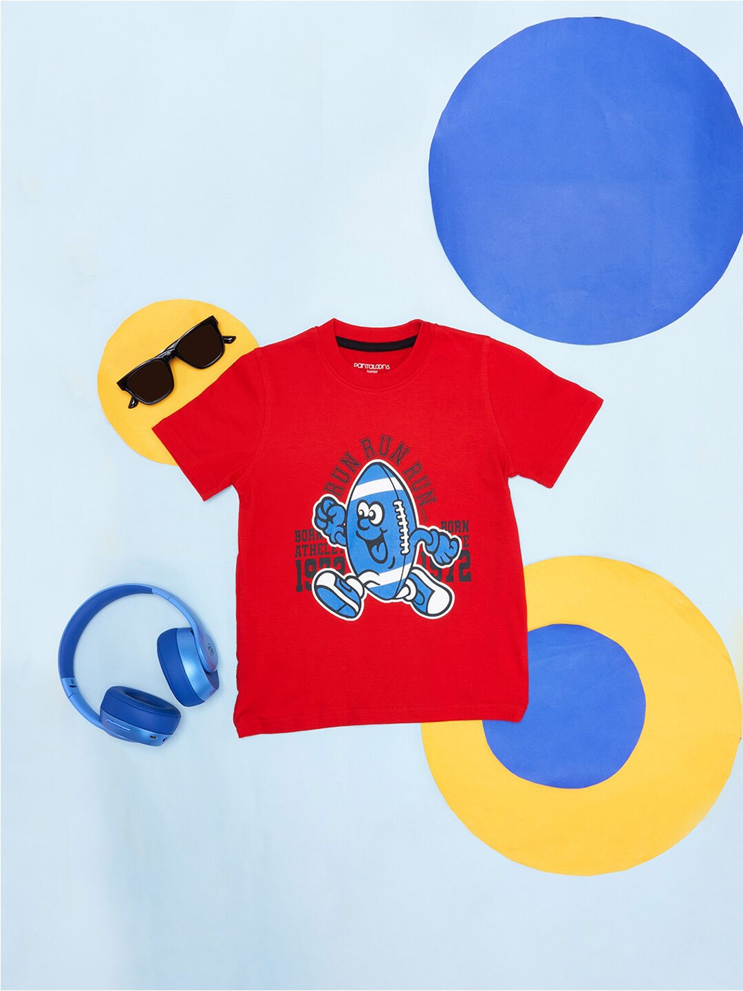 

Pantaloons Junior Boys Printed Cotton T-shirt, Red