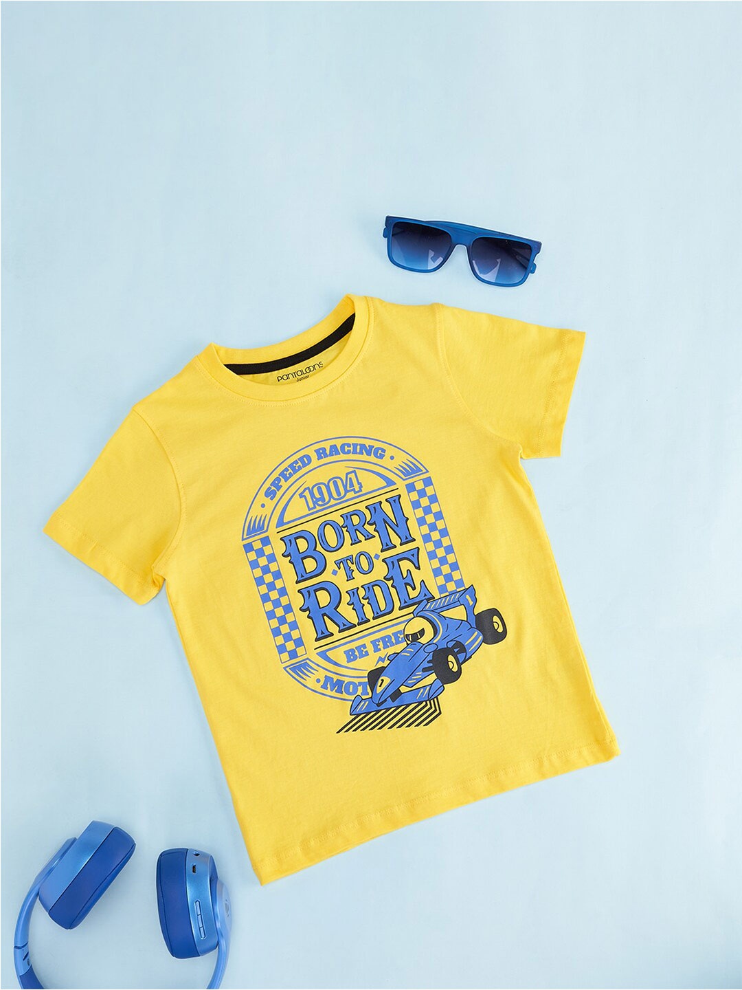 

Pantaloons Junior Boys Typography Printed Cotton T-shirt, Yellow