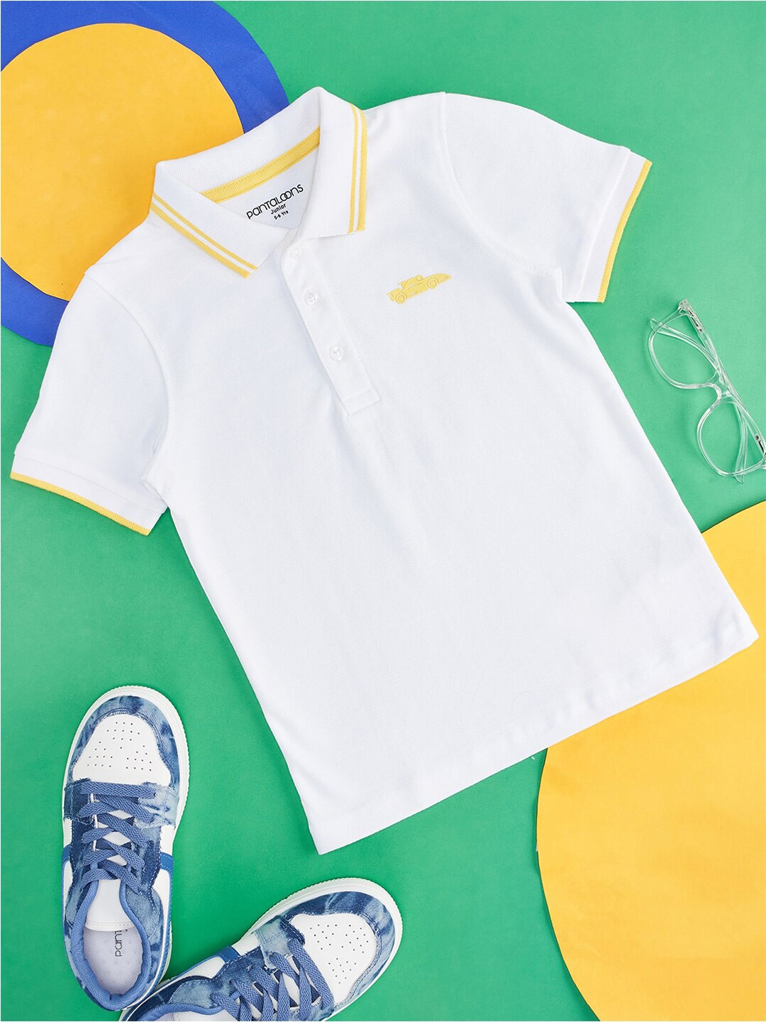 

Pantaloons Junior Boys Polo Collar Cotton T-shirt, White