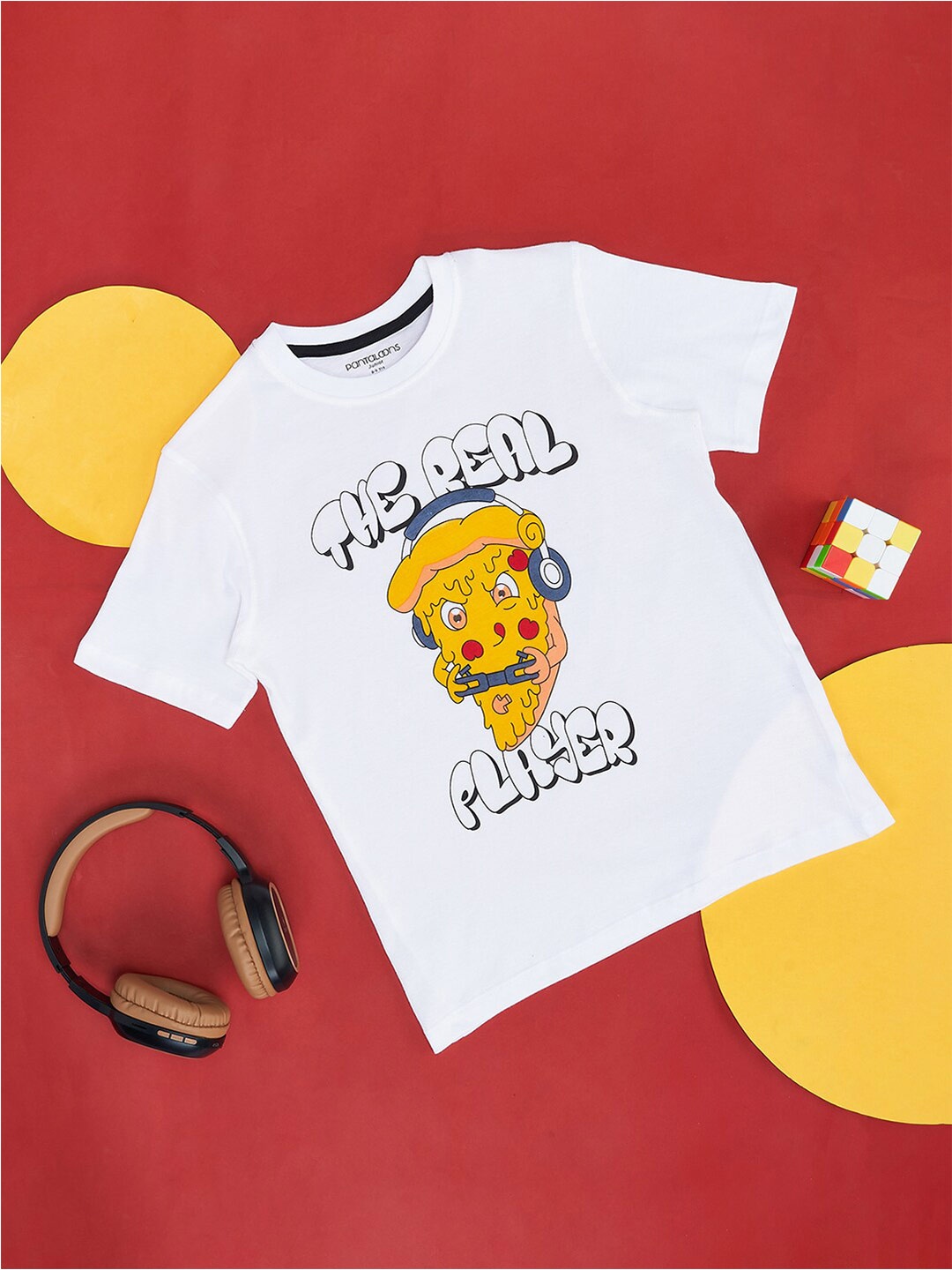 

Pantaloons Junior Boys Graphic Printed Cotton T-shirt, White