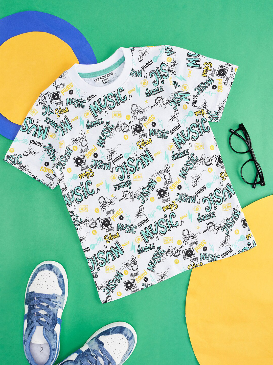 

Pantaloons Junior Boys Typography Printed Cotton T-shirt, White