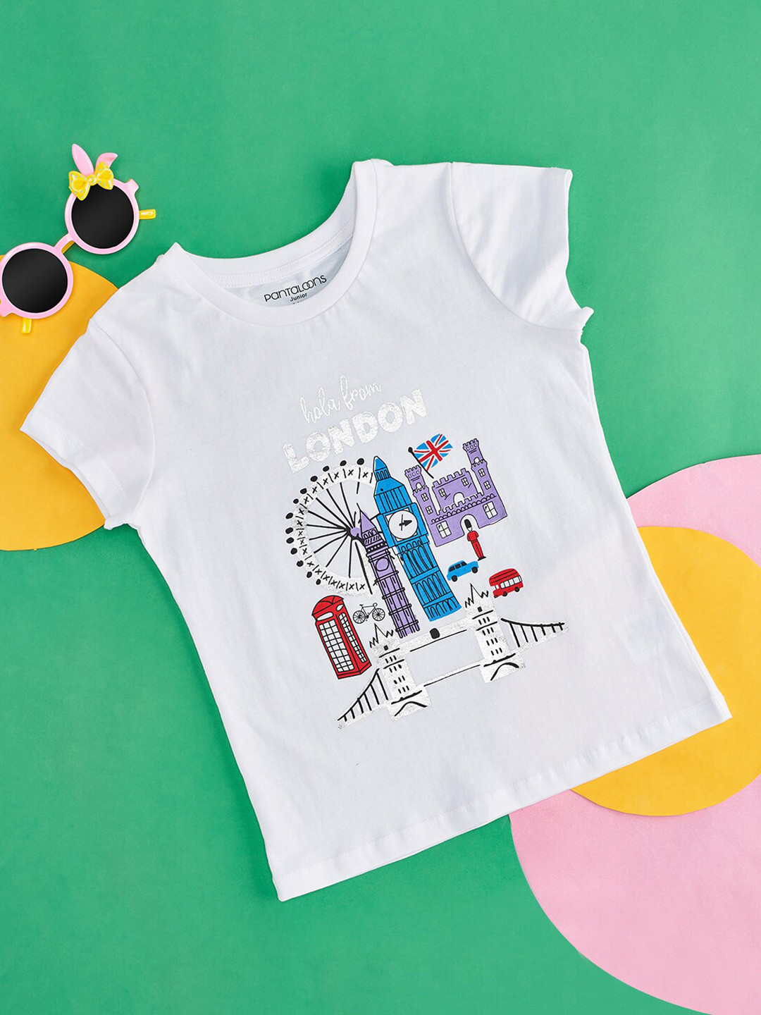 

Pantaloons Junior Girls Printed Cotton T-shirt, White