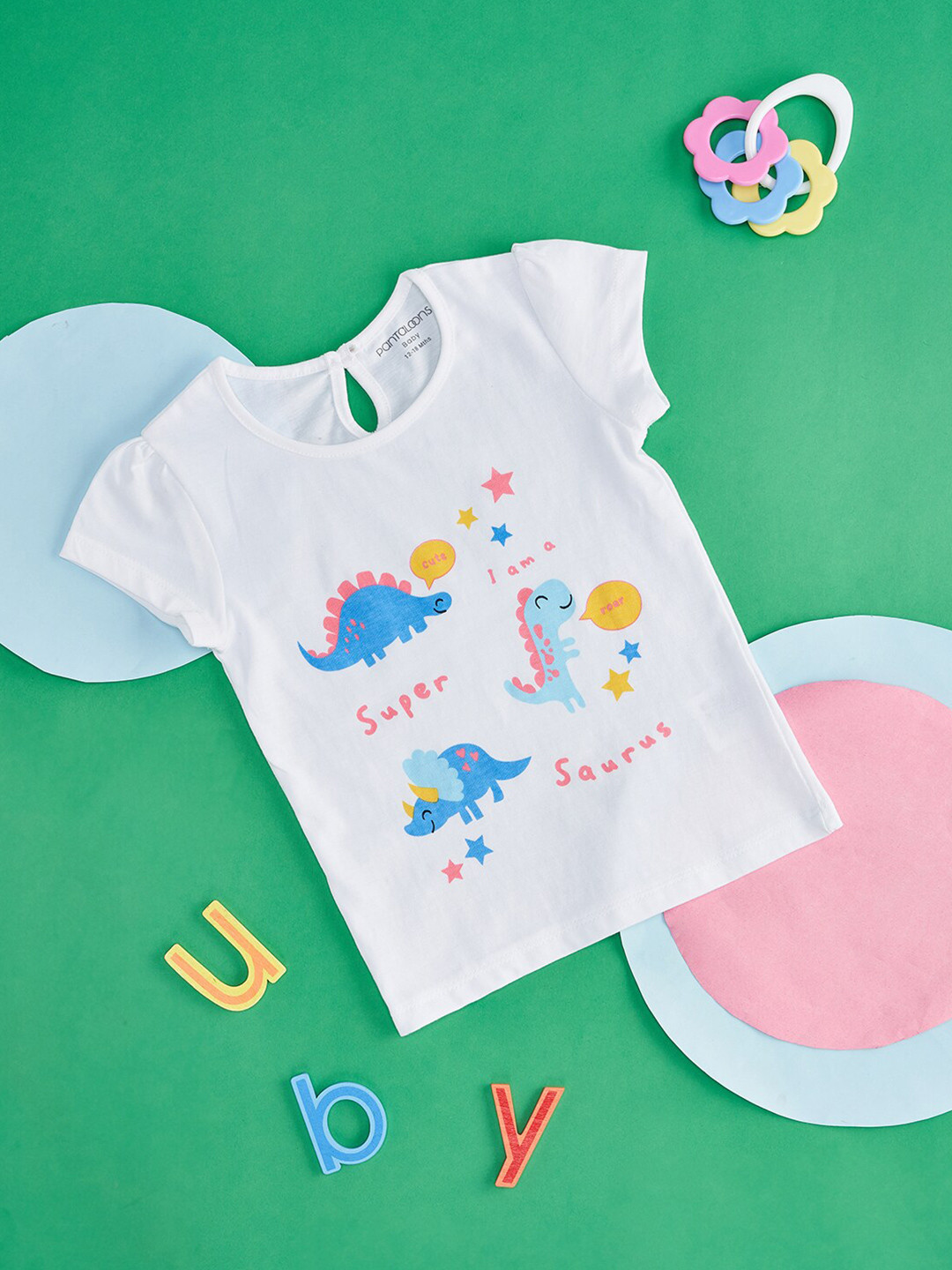 

Pantaloons Junior Girls Printed Cotton T-shirt, White