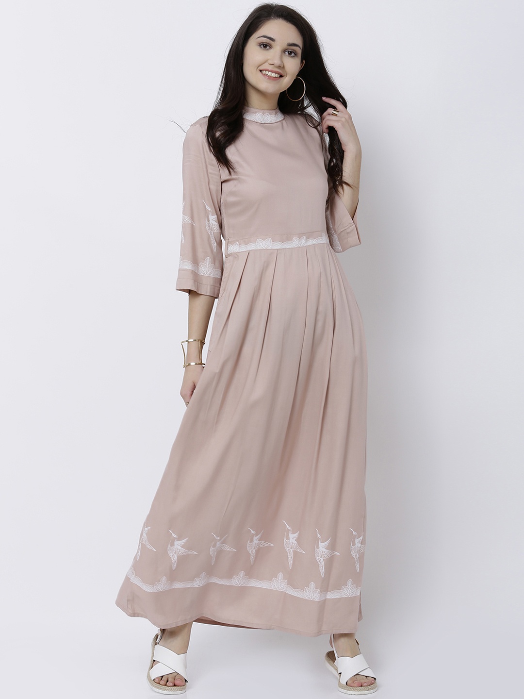 

Tokyo Talkies Women Pink Solid Maxi Dress
