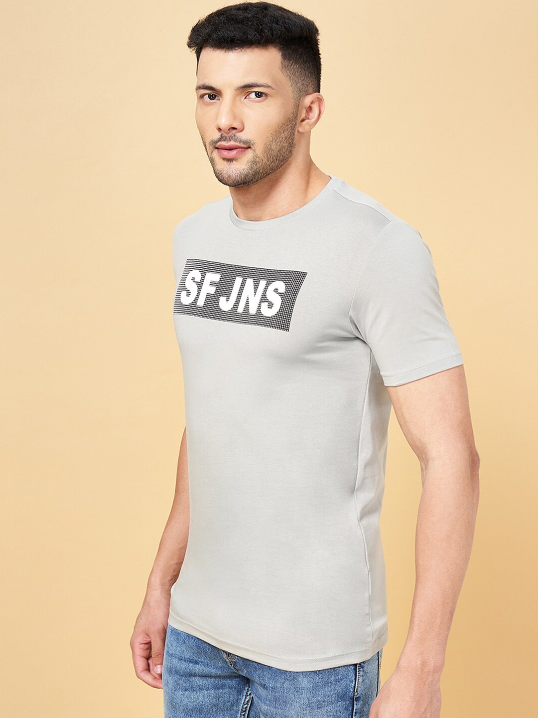 

SF JEANS by Pantaloons Typography Printed Round Neck T-shirt, Grey