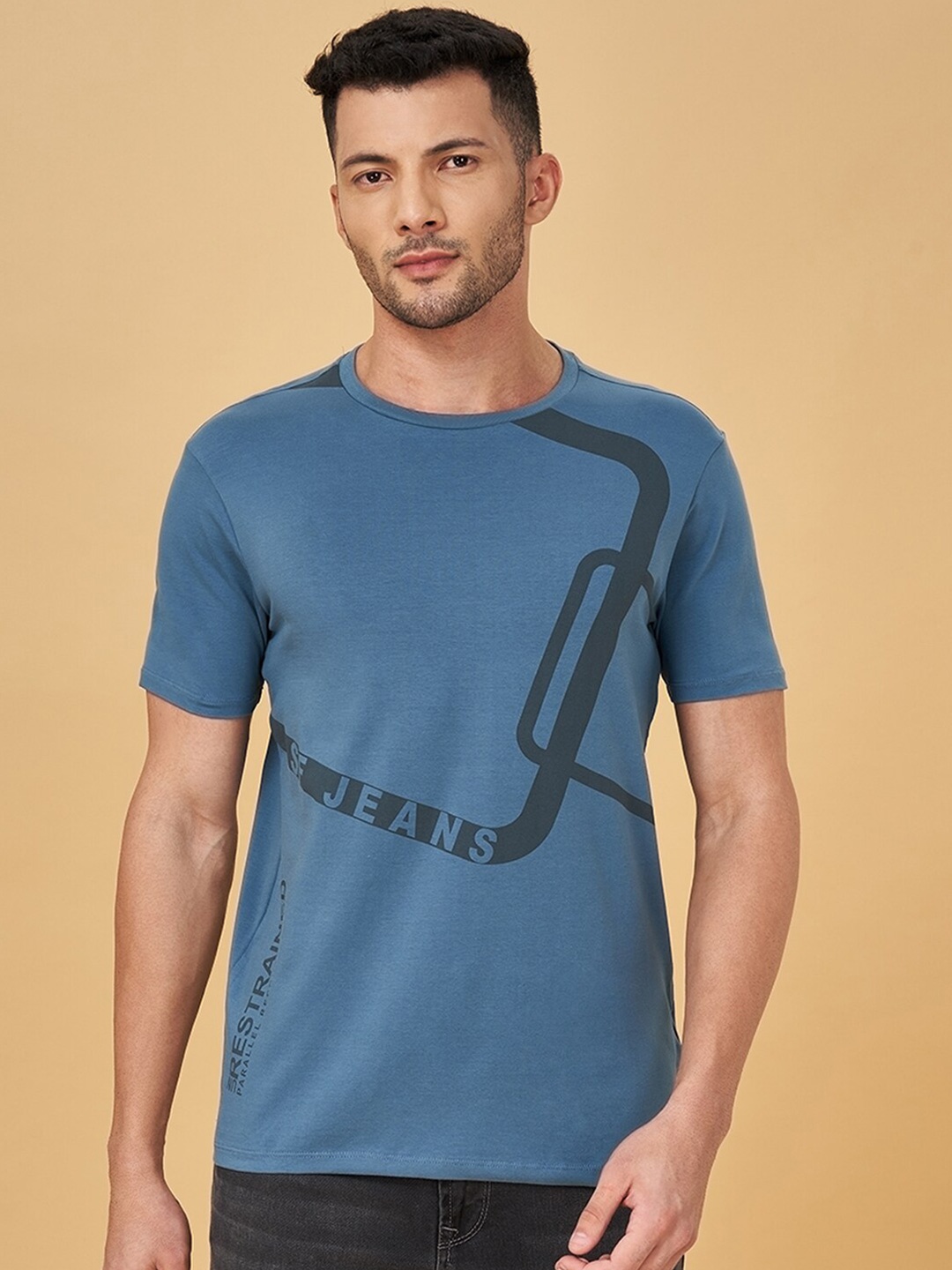 SF JEANS by Pantaloons Typography Printed T-shirt, Blue