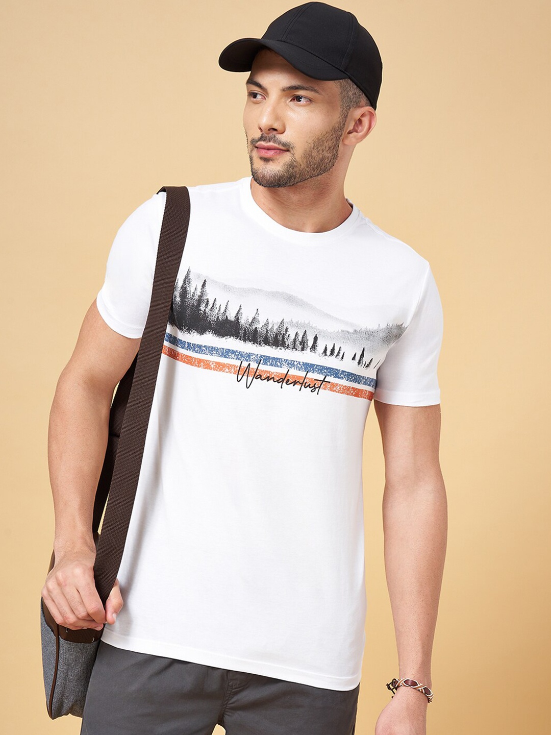 

Urban Ranger by pantaloons Graphic Printed Cotton Slim Fit T-Shirt, White