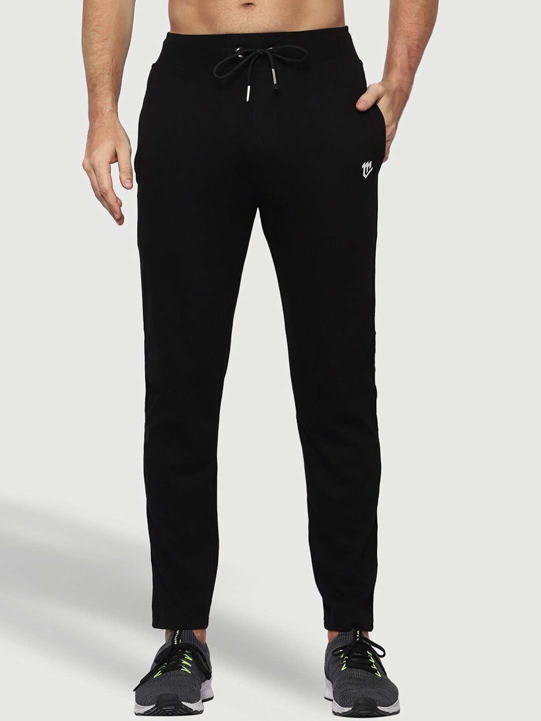 

Mark Leute Men Mid-Rise Cotton Track Pants, Black