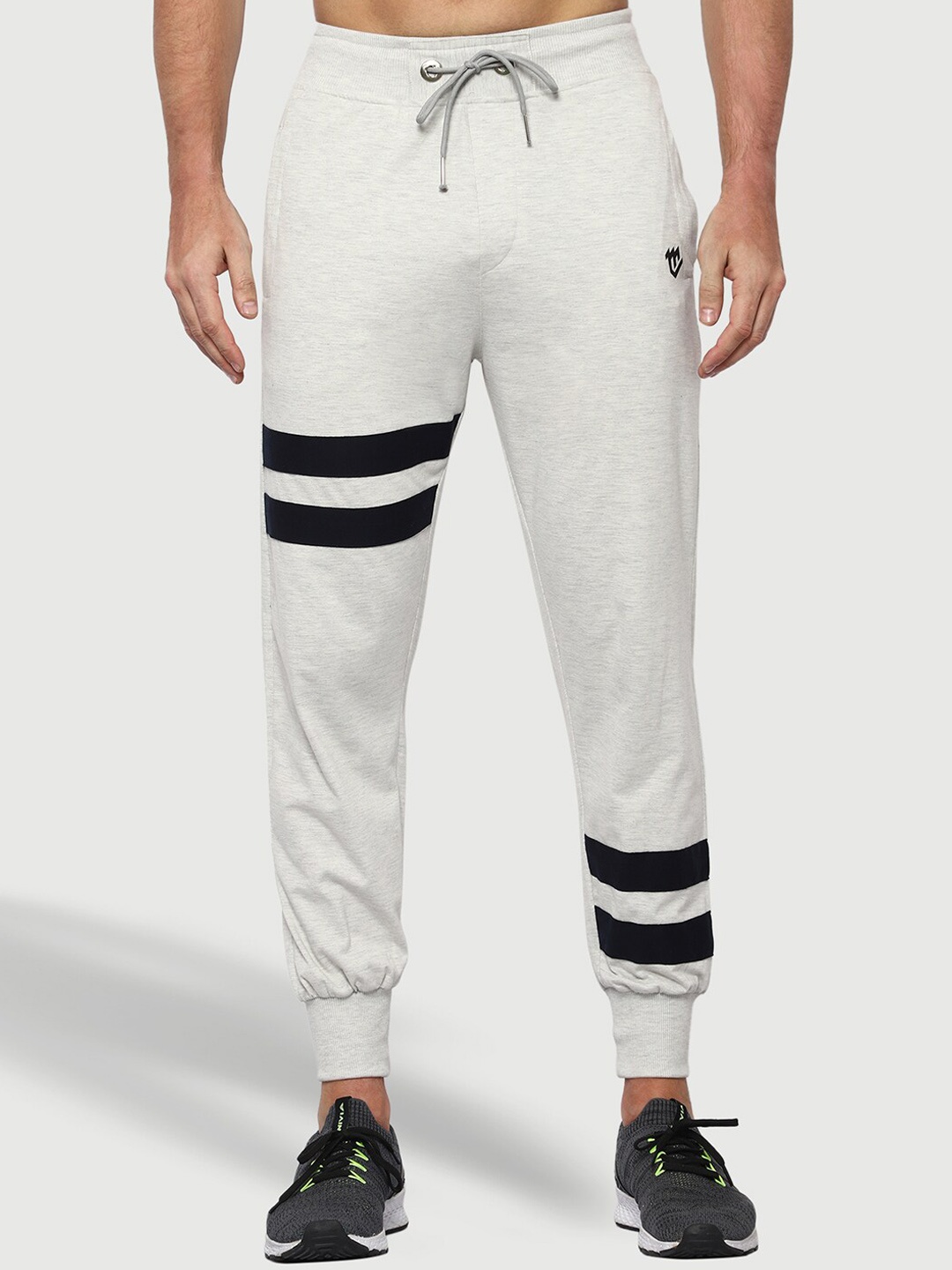 

Mark Leute Men Mid-Rise Striped Joggers, Off white