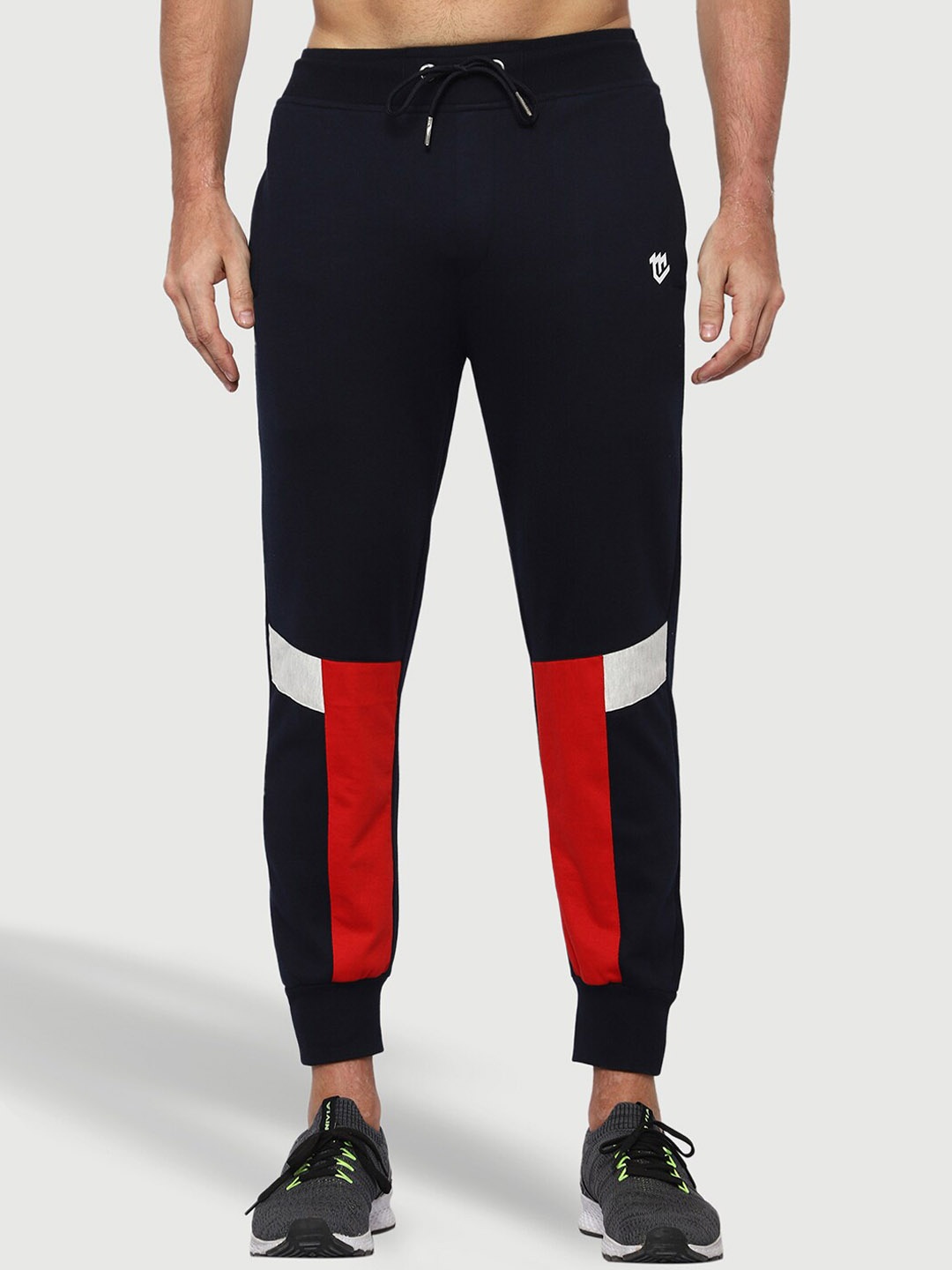 

Mark Leute Men Mid-Rise Colourblocked Joggers, Blue