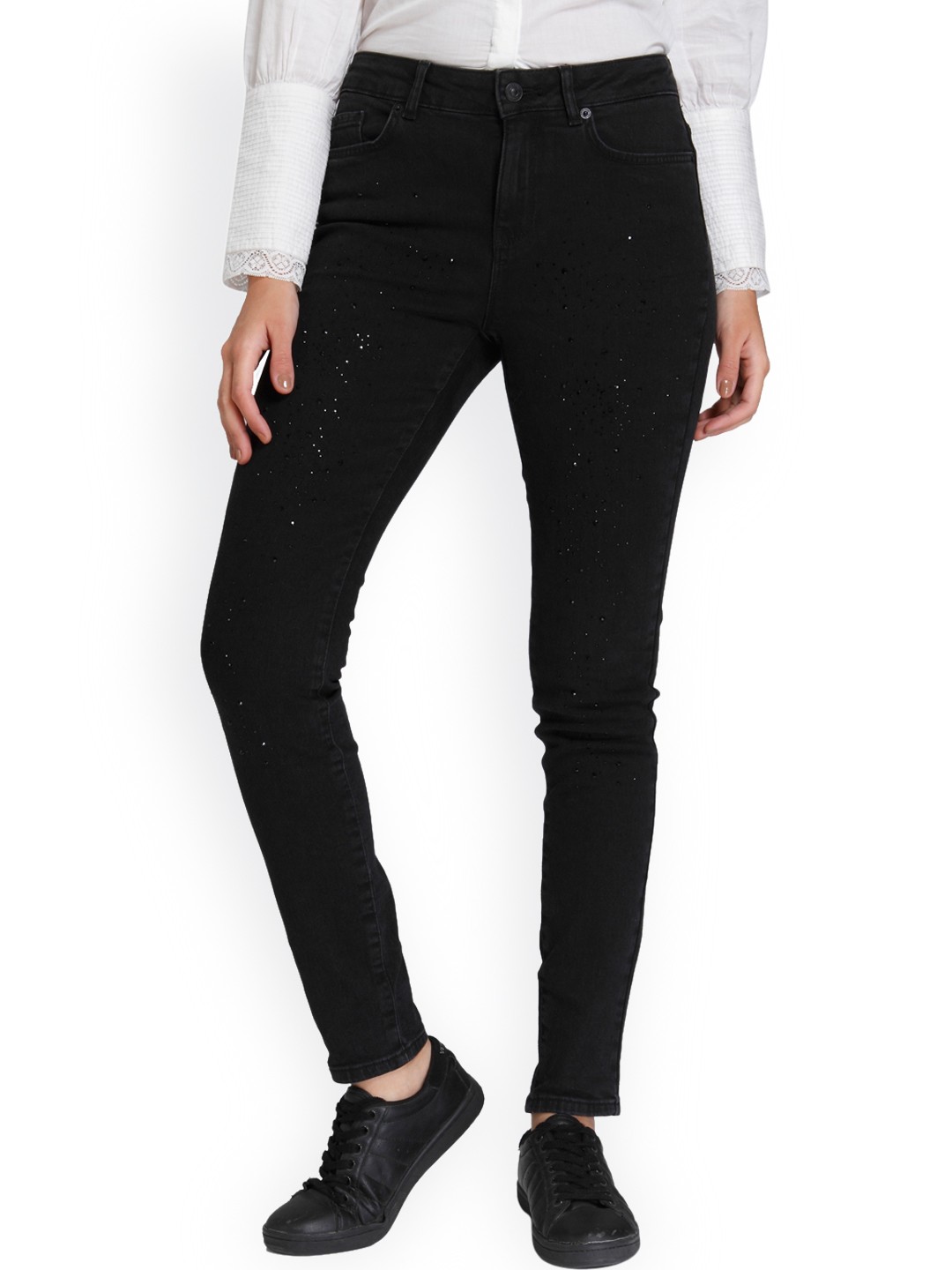 

Vero Moda Women Black Slim Fit Mid-Rise Clean Look Stretchable Jeans