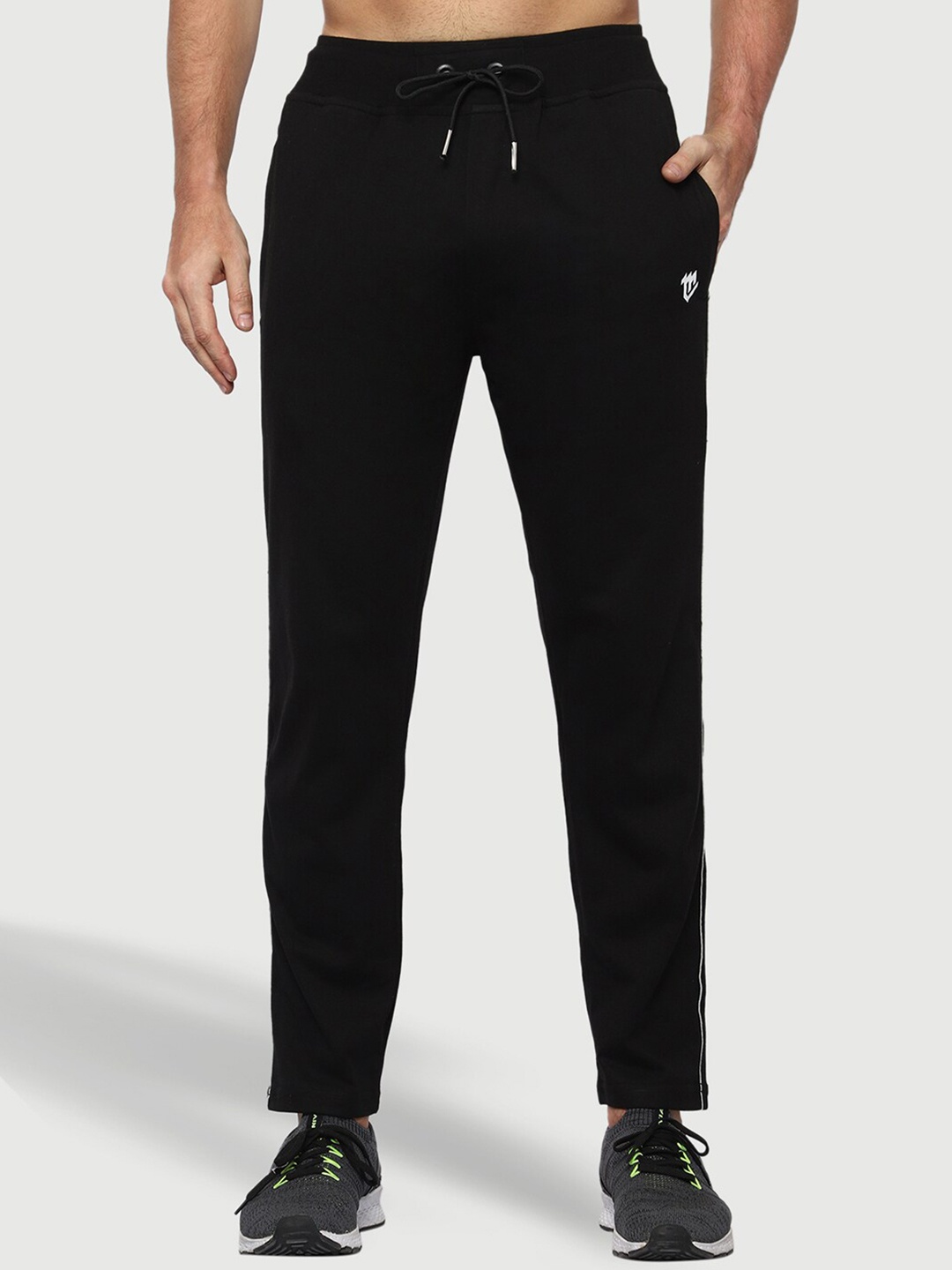 

Mark Leute Men Mid-Rise Cotton Track Pants, Black