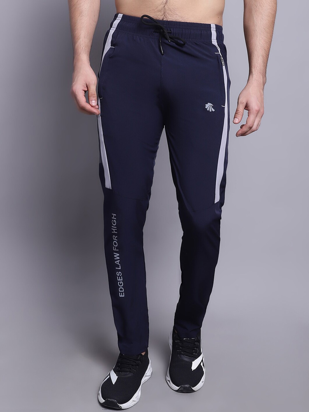 

Gallus Men Slim-Fit Mid-Rise Dry-Fit Sports Track Pants, Navy blue