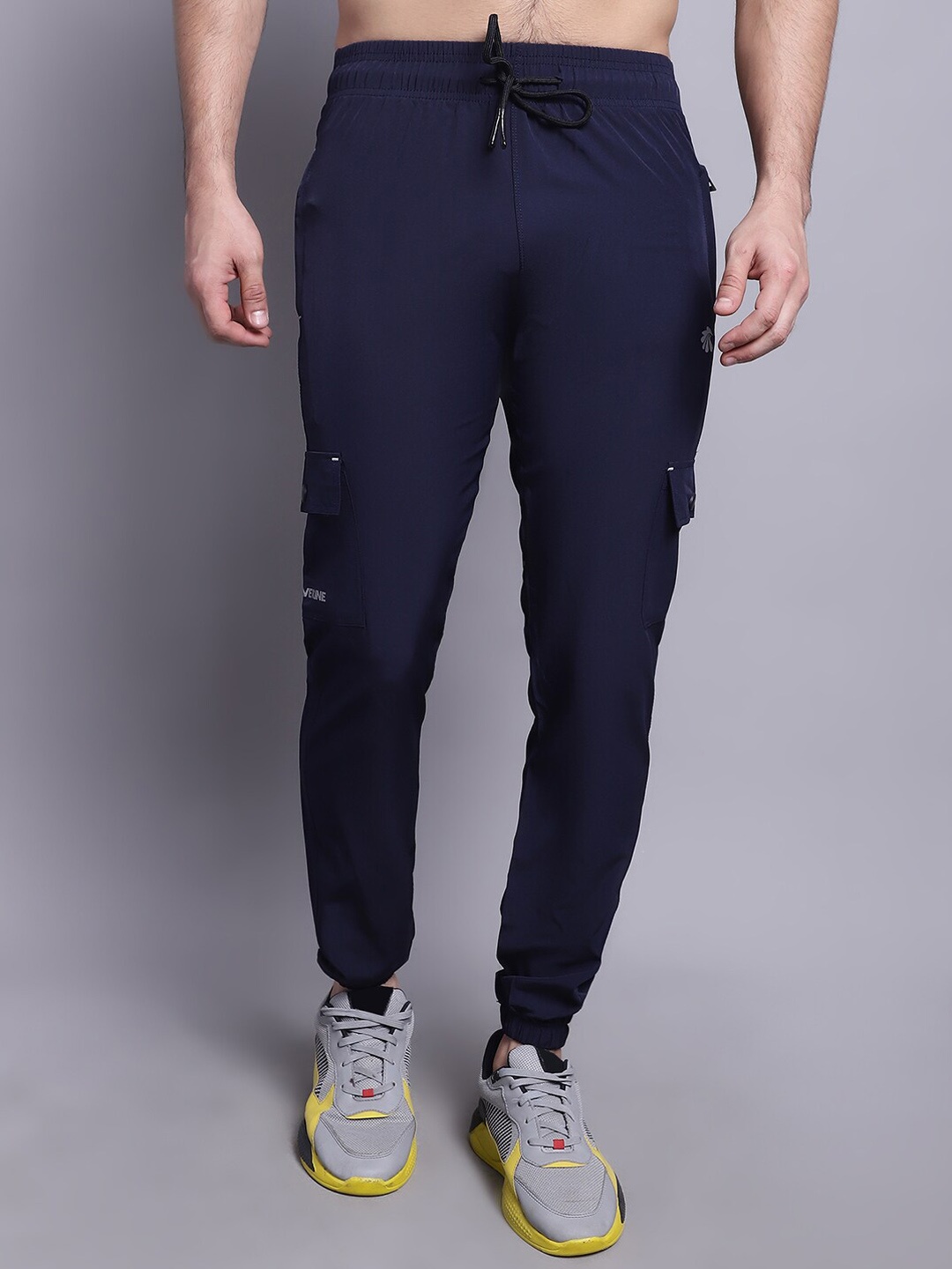 

Gallus Men Mid-Rise Slim Fit Dry-Fit Sports Joggers, Navy blue