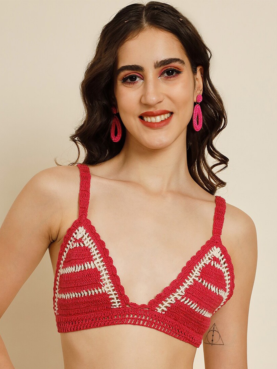 

BAESD Knitted Bralette Crop Top, Red