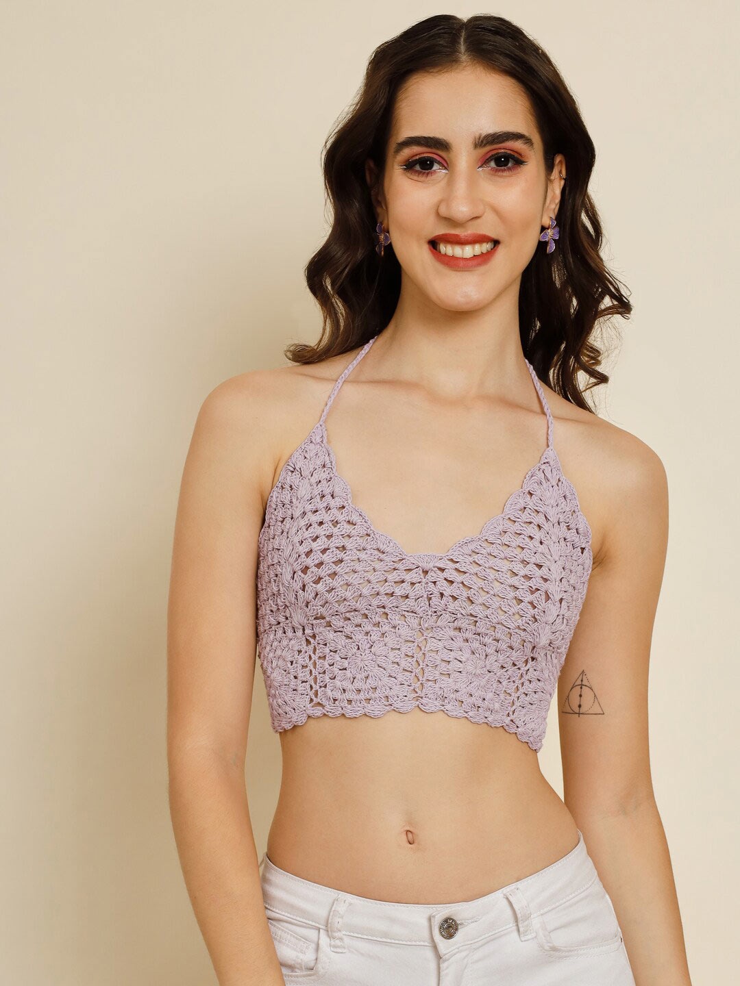 

BAESD Self Design Bralette Crop Top, Lavender