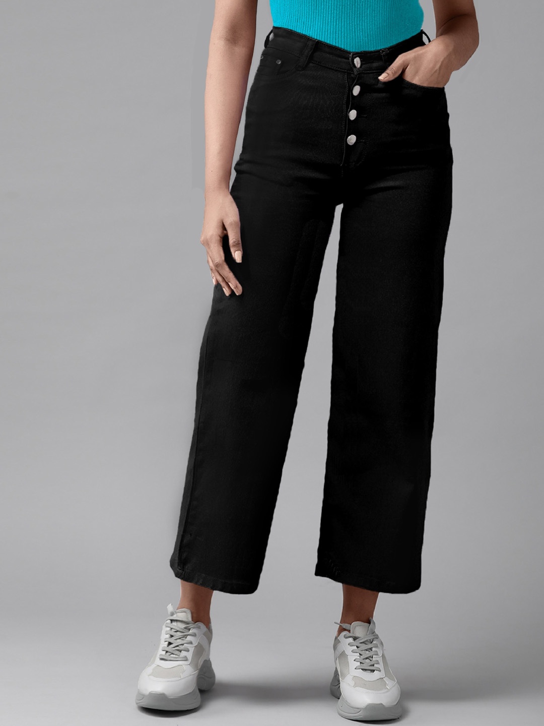 

The Dry State Black Women Mid-Rise Relaxed Straight Fit Jeans