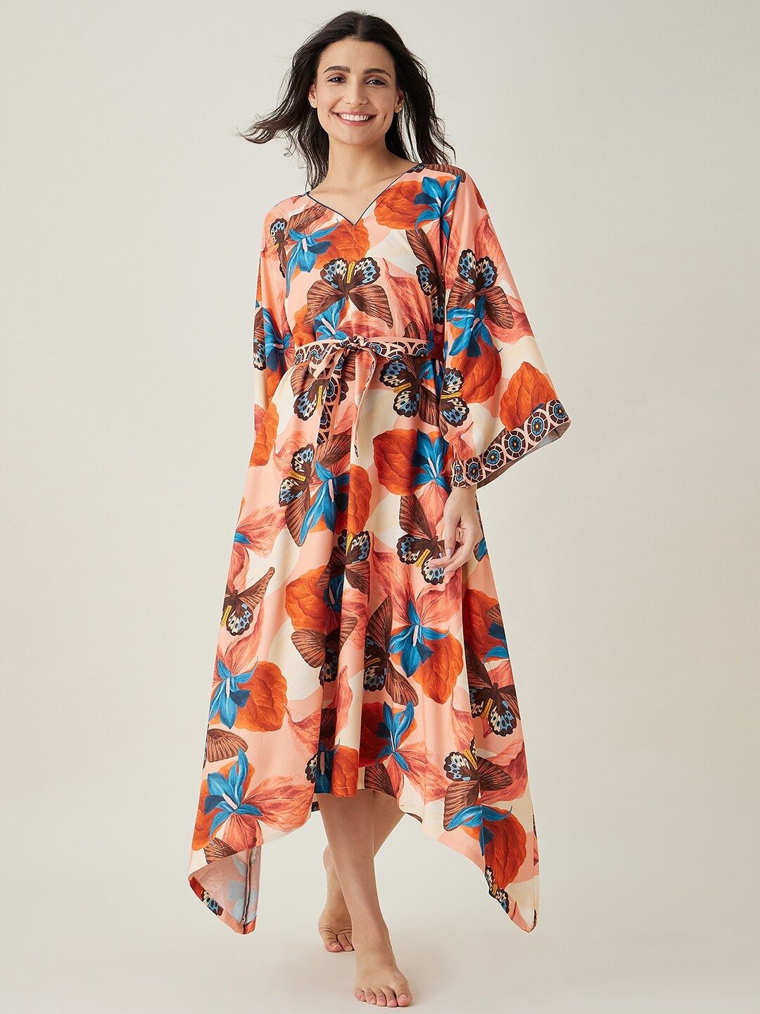 

The Kaftan Company Pink Printed Maxi Kaftan Nightdress