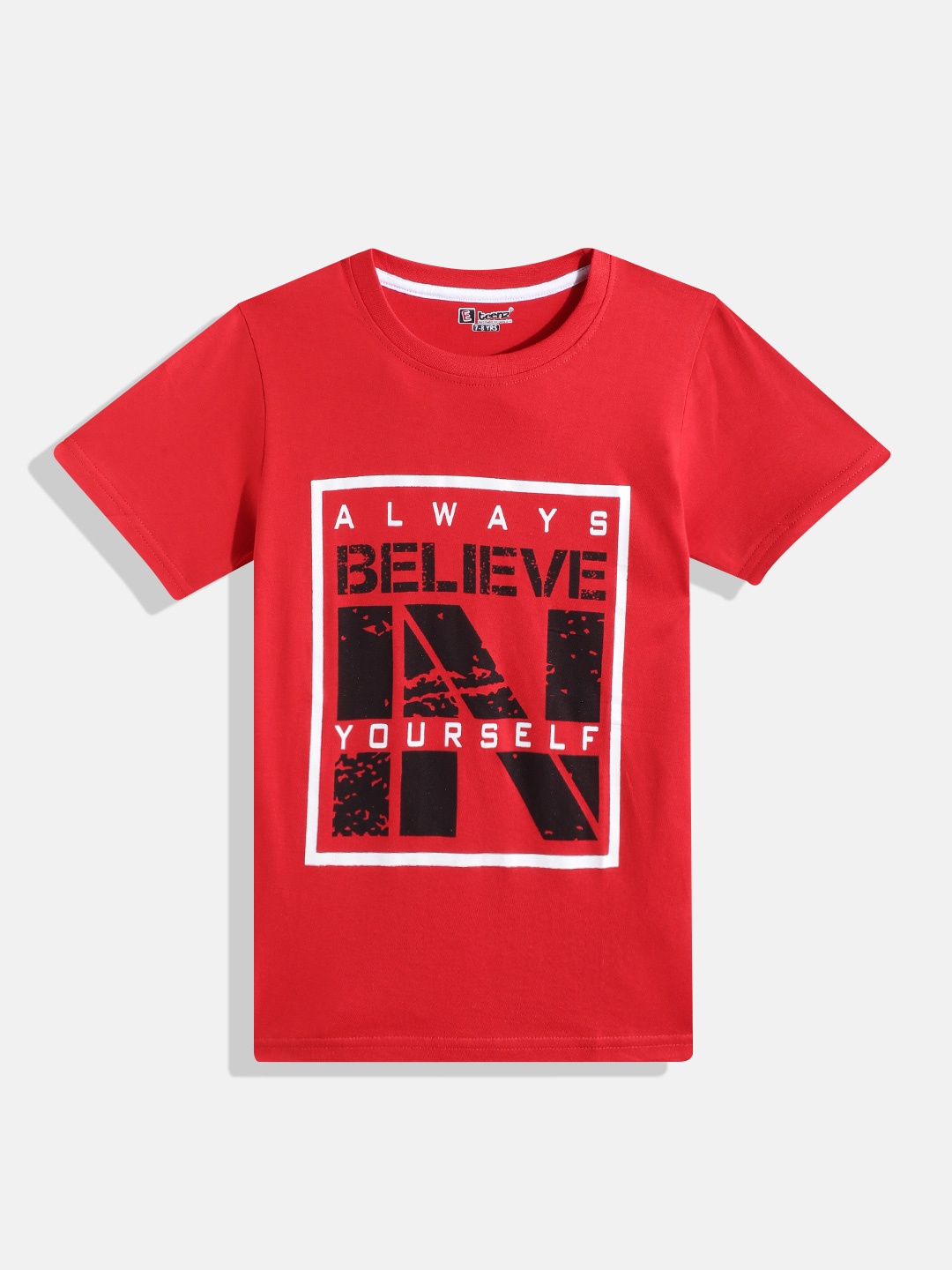 

Eteenz Boys Typography Printed T-shirt, Red