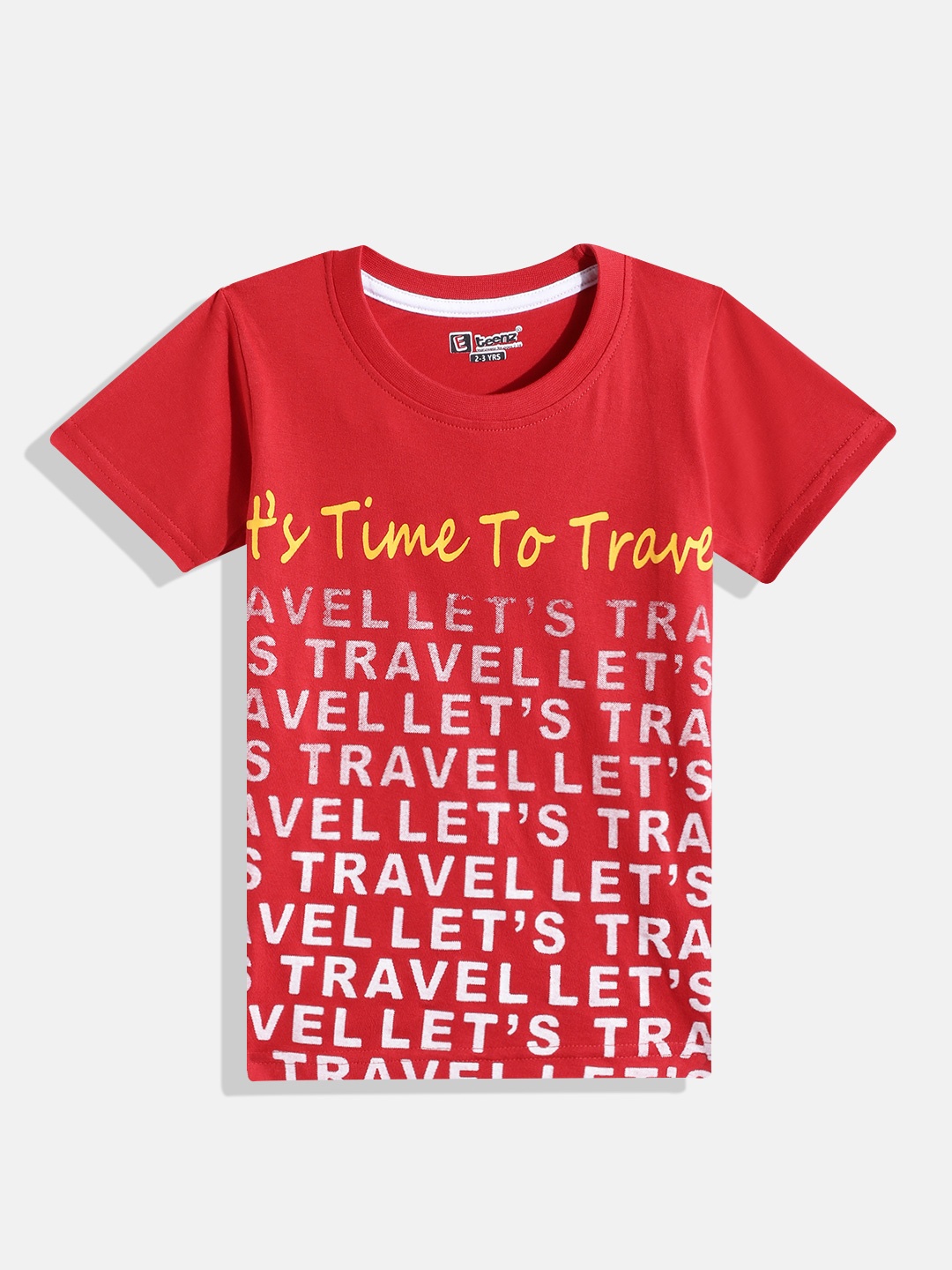 

Eteenz Boys Typography Printed T-shirt, Red