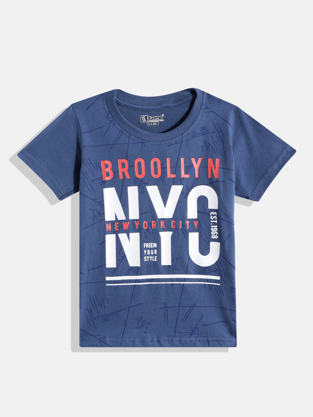 

Eteenz Boys Typography Printed T-shirt, Navy blue