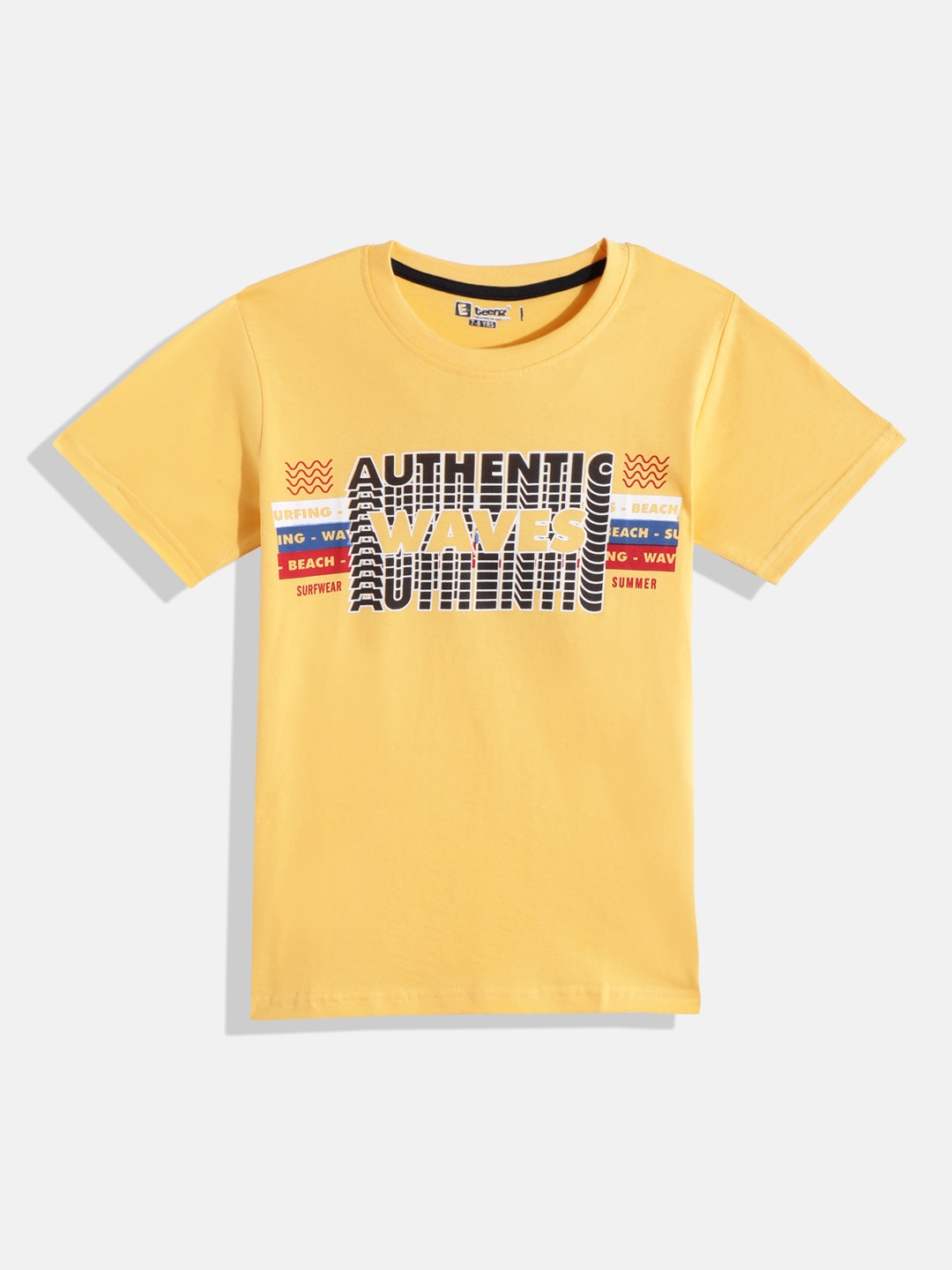 

Eteenz Boys Typography Printed T-shirt, Yellow