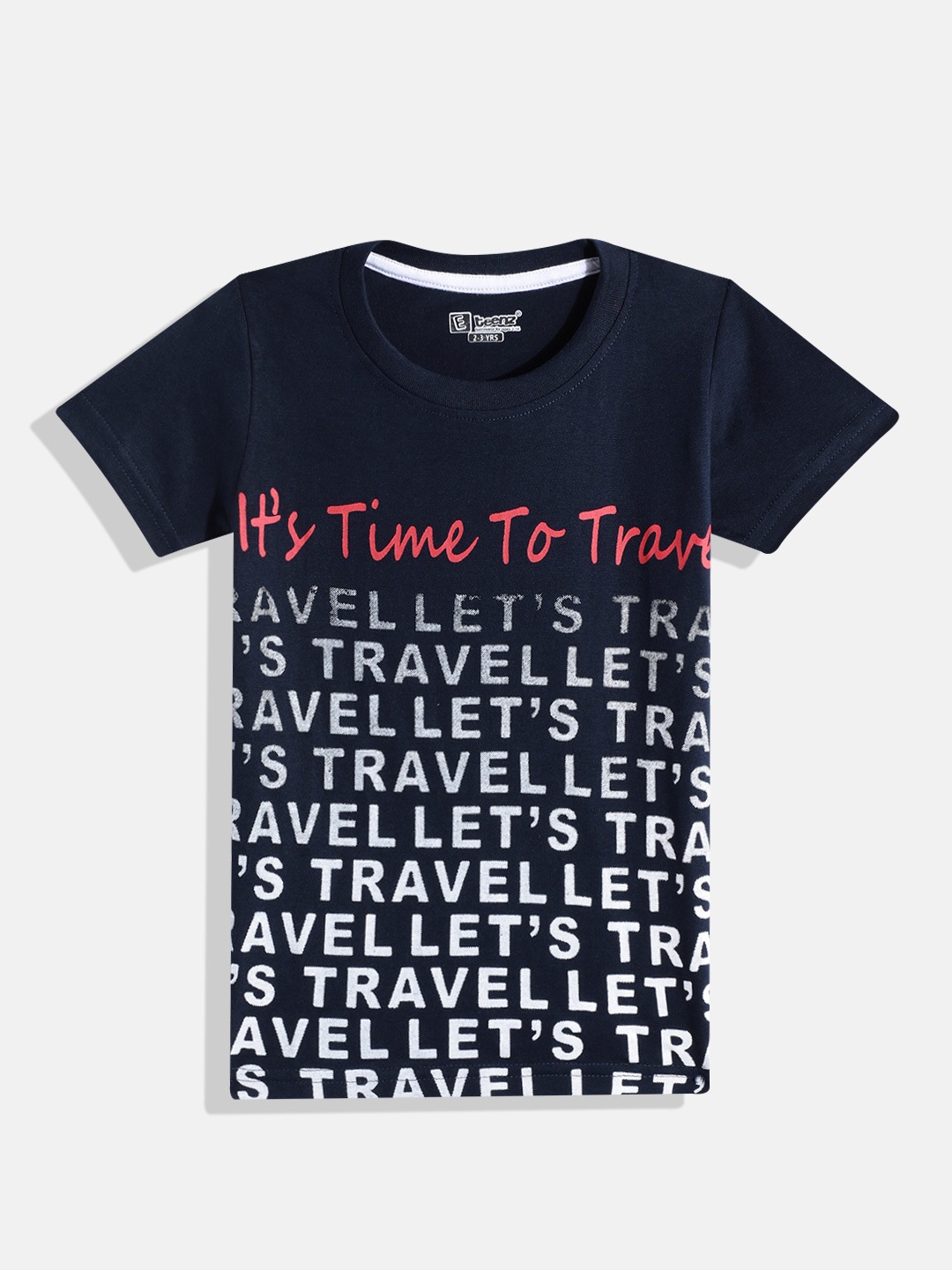 Eteenz Boys Typography Printed T-shirt, Navy blue