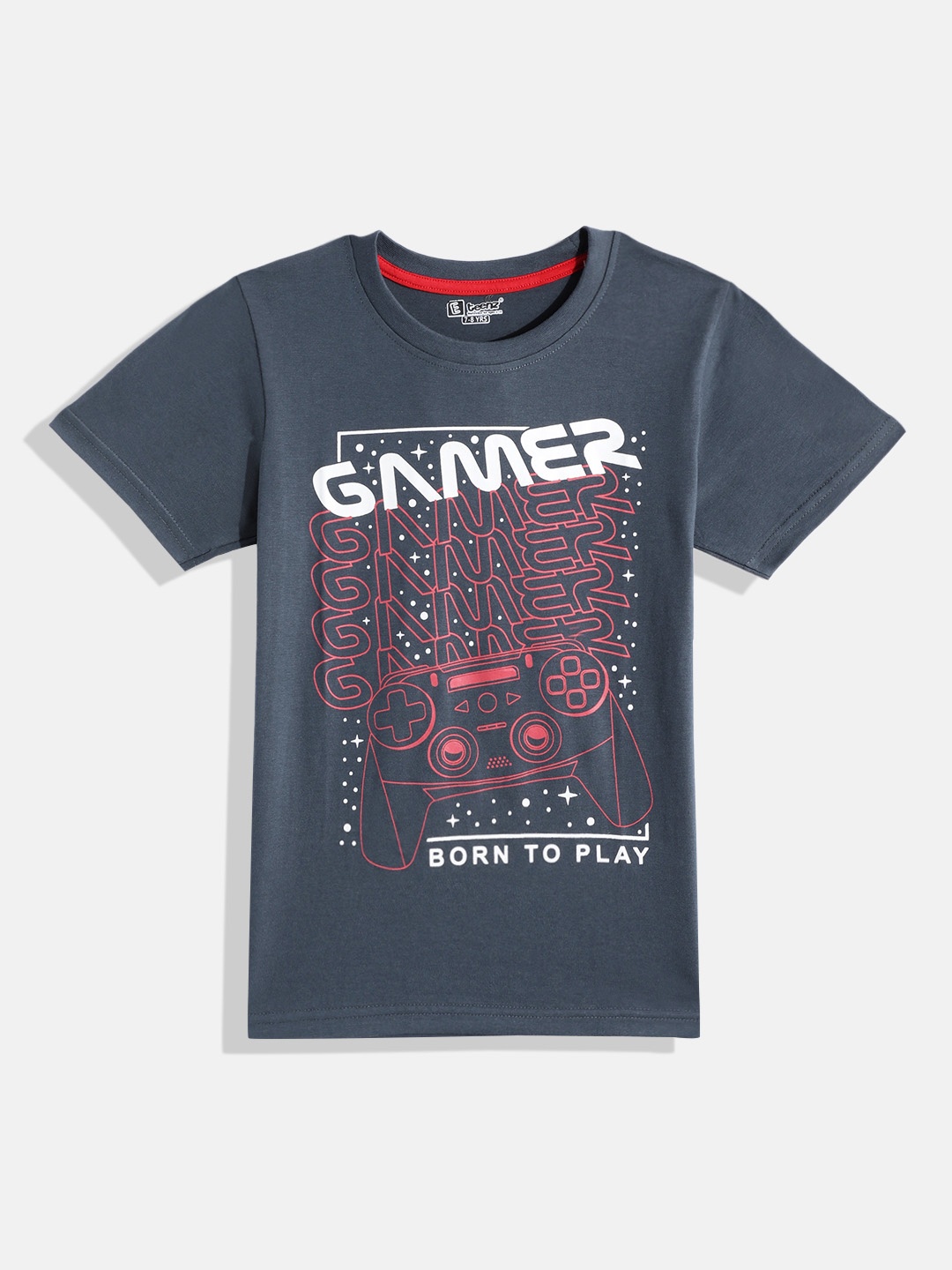 

Eteenz Boys Typography Printed T-shirt, Grey