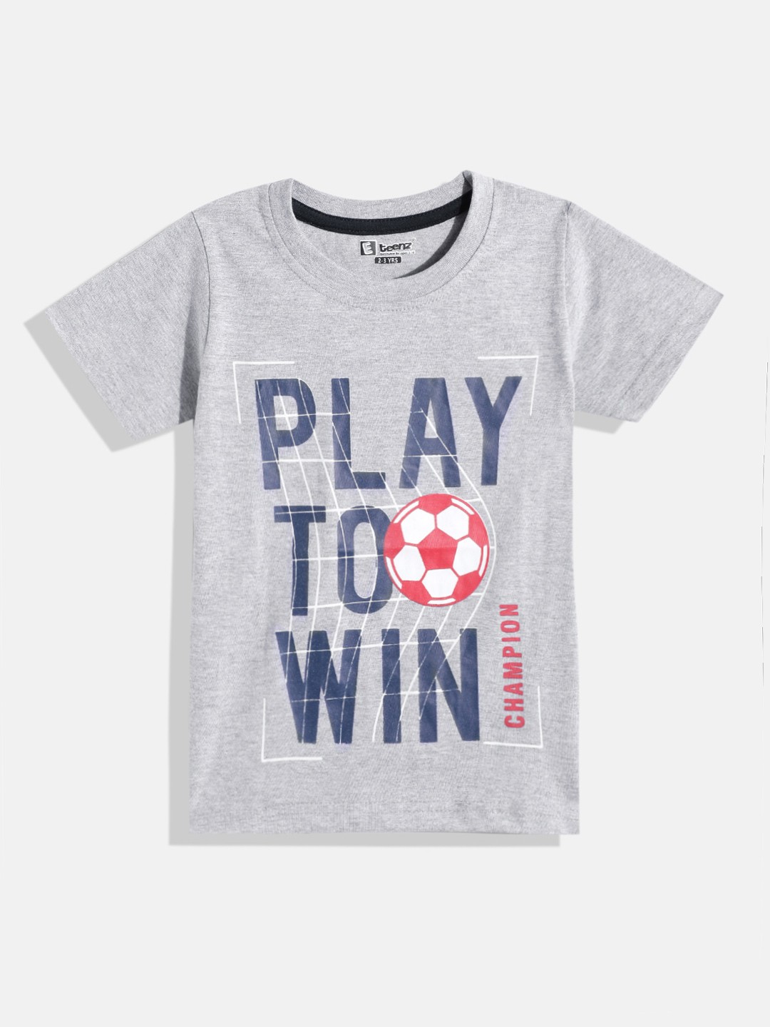

Eteenz Boys Typography Printed T-shirt, Grey