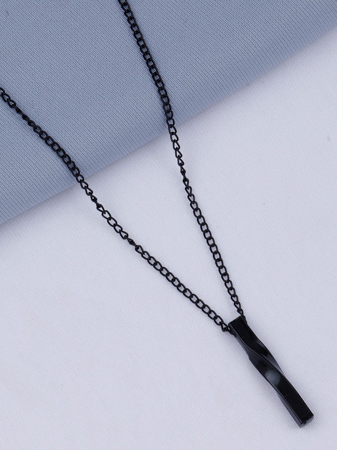 

Silver Shine Spiral & Twisted Pendant With Chain, Black