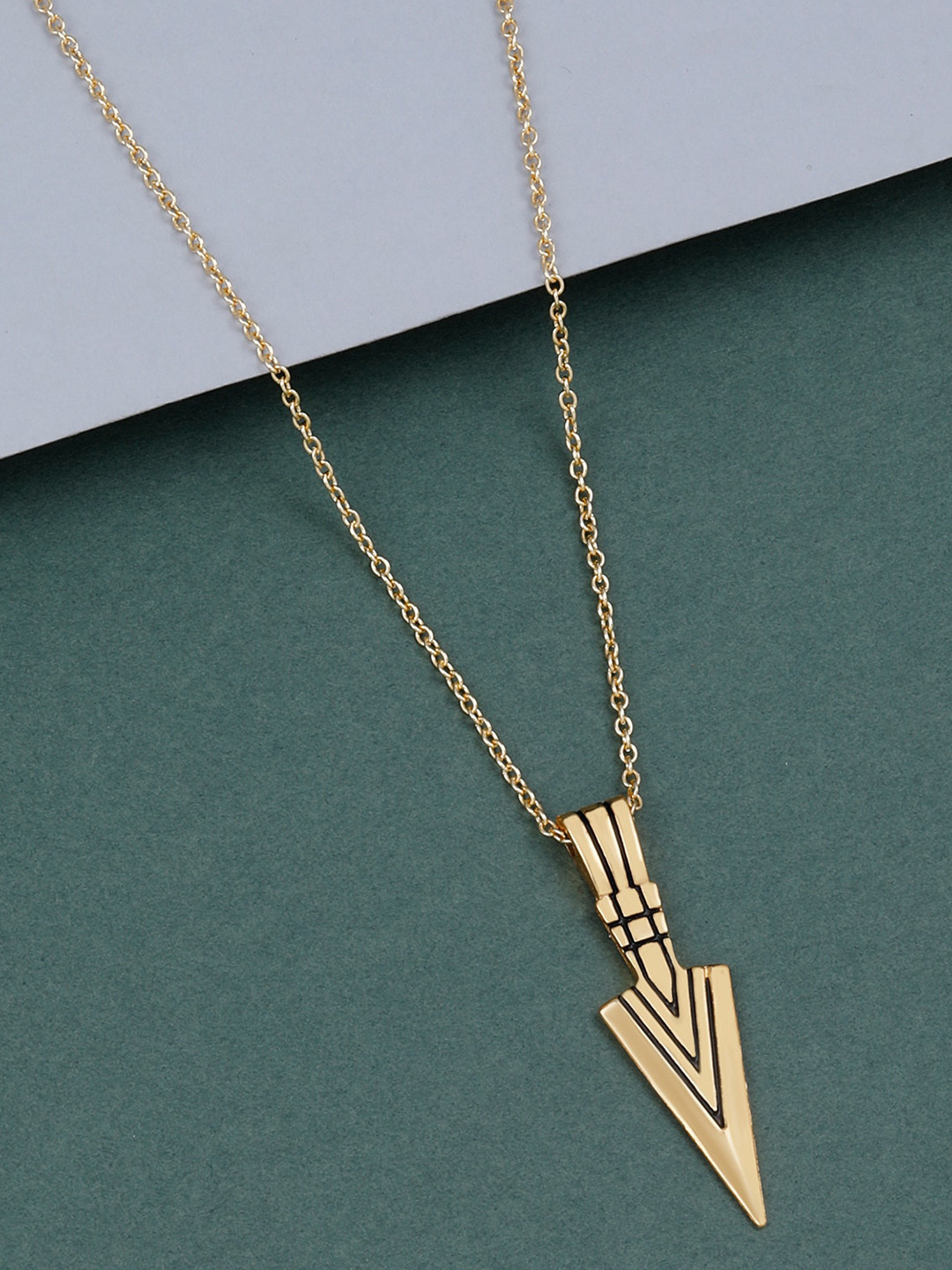

Silver Shine Gold-Plated Arrow Shape Pendant With Chain